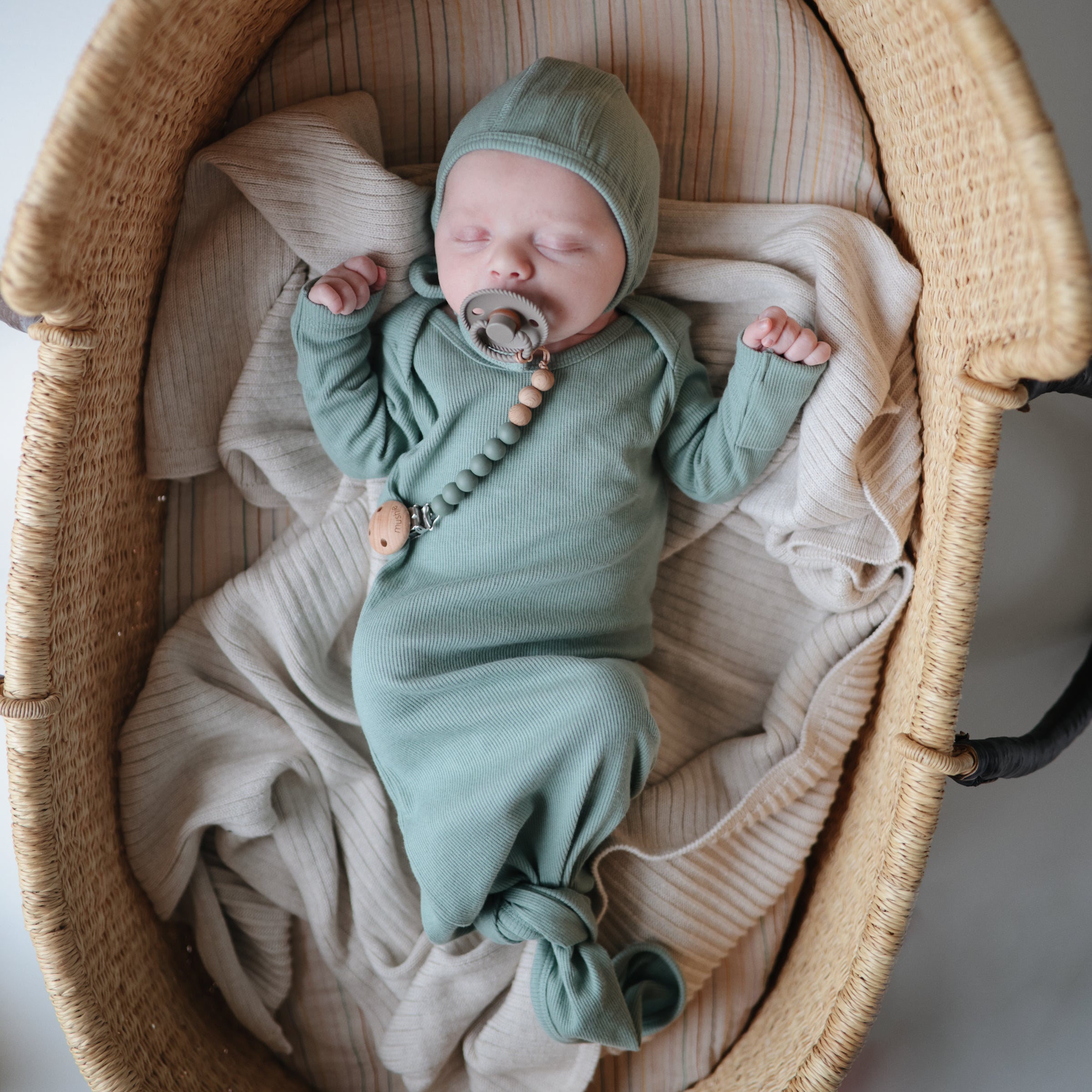 FRIGG Rope Natural Rubber Pacifier 2 - Pack - Tenth & Pine - FRIGG PACIFIERS - 6 - 18 months - Cream/Green Tea