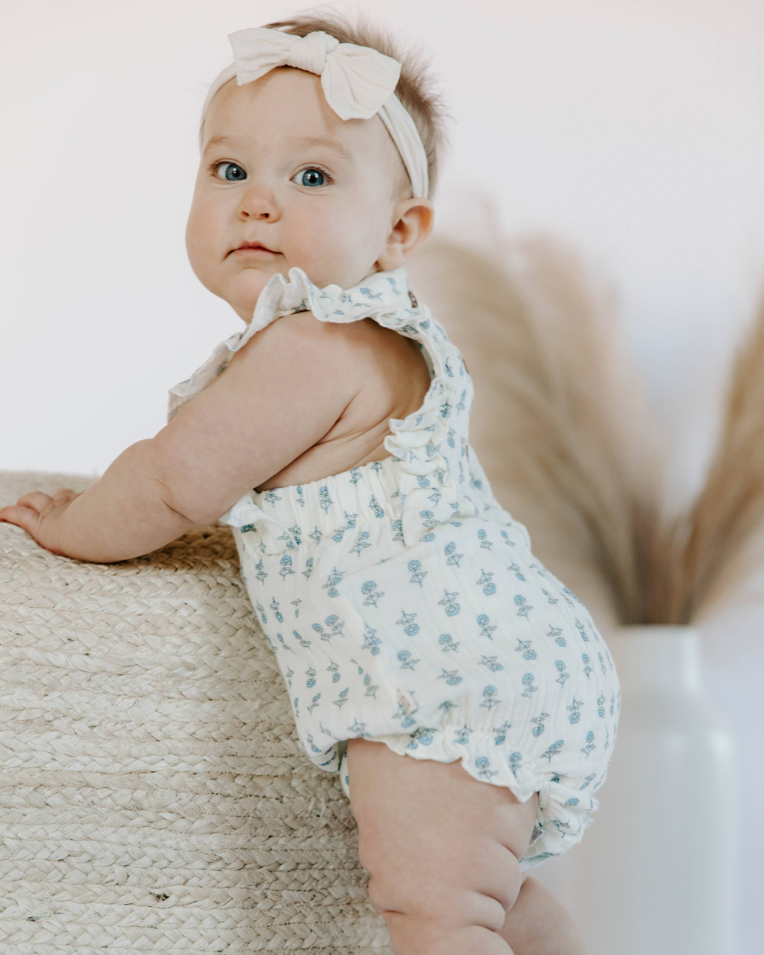 Organic Cotton Muslin Flutter Sleeve Bubble Romper