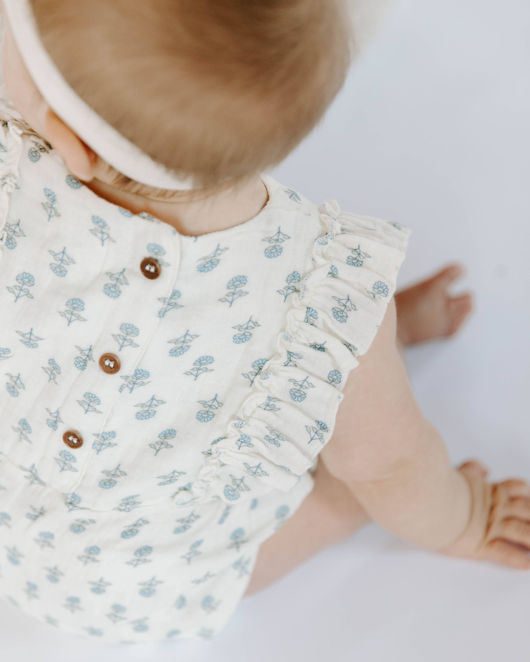 Organic Cotton Muslin Flutter Sleeve Bubble Romper