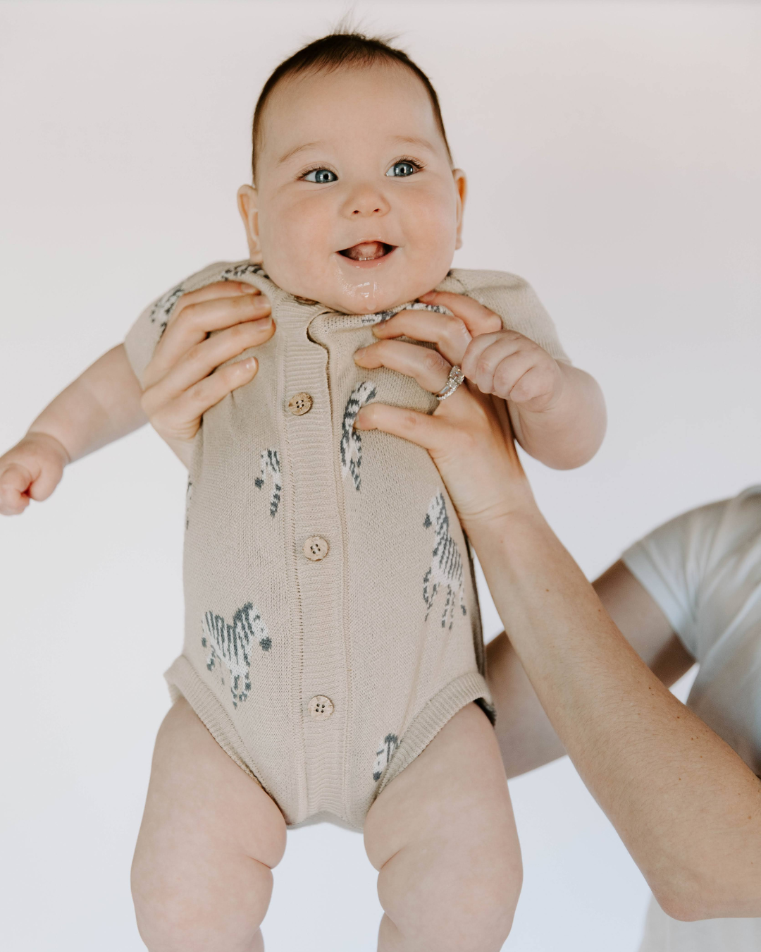 Organic Cotton Knit Jacquard Playsuit in Zebra