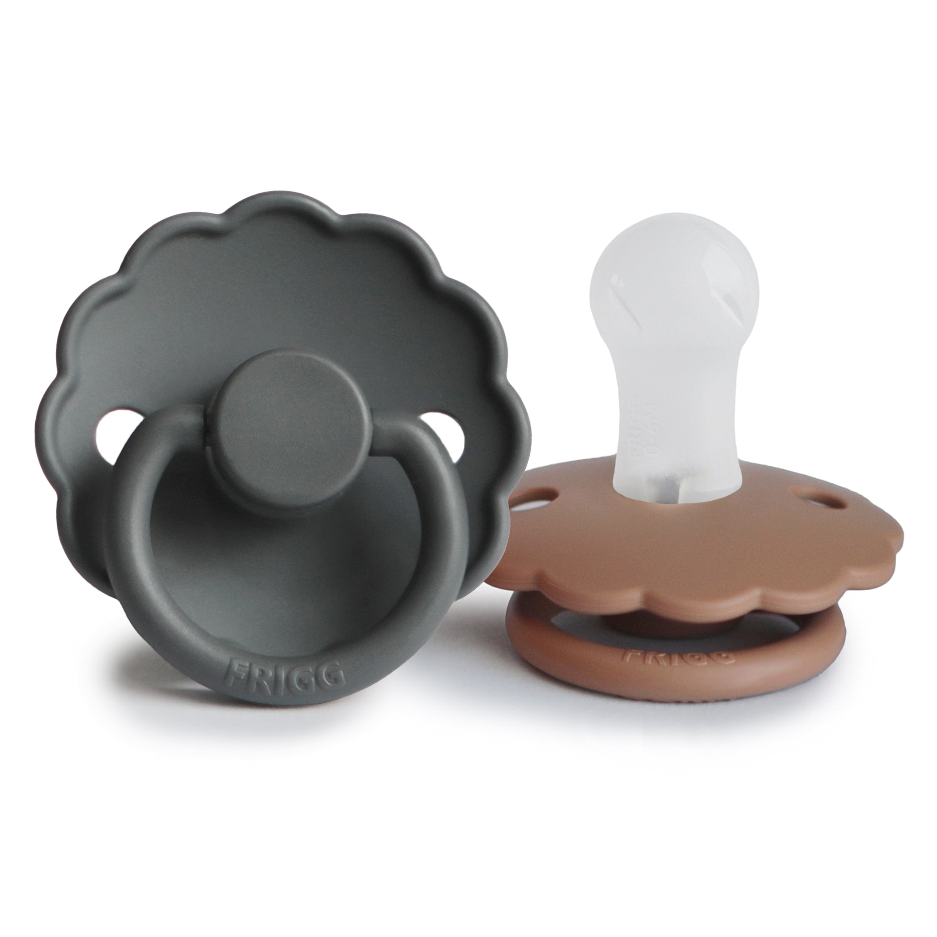 FRIGG Daisy Silicone Pacifier 2 - Pack - Tenth & Pine - FRIGG PACIFIERS - 0 - 6 months - Graphite/Peach Bronze