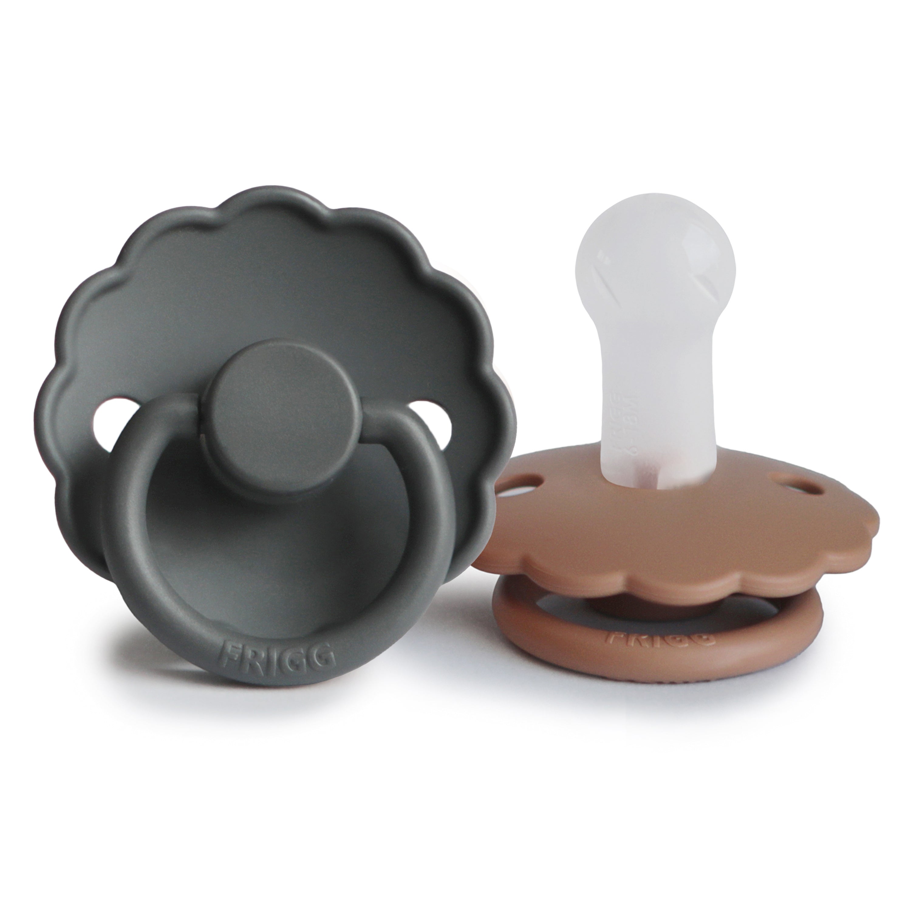 FRIGG Daisy Silicone Pacifier 2 - Pack - Tenth & Pine - FRIGG PACIFIERS - 6 - 18 months - Graphite/Peach Bronze