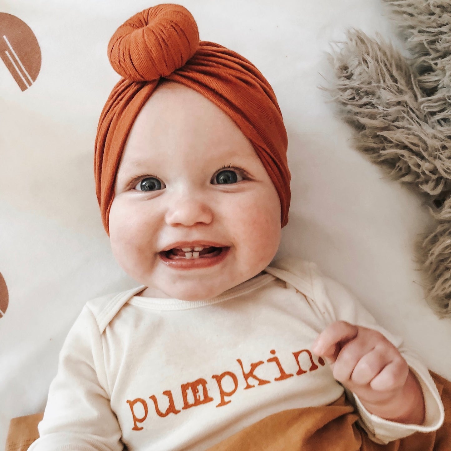 Pumpkin Rust Organic Cotton Baby Bodysuit Long Sleeve
