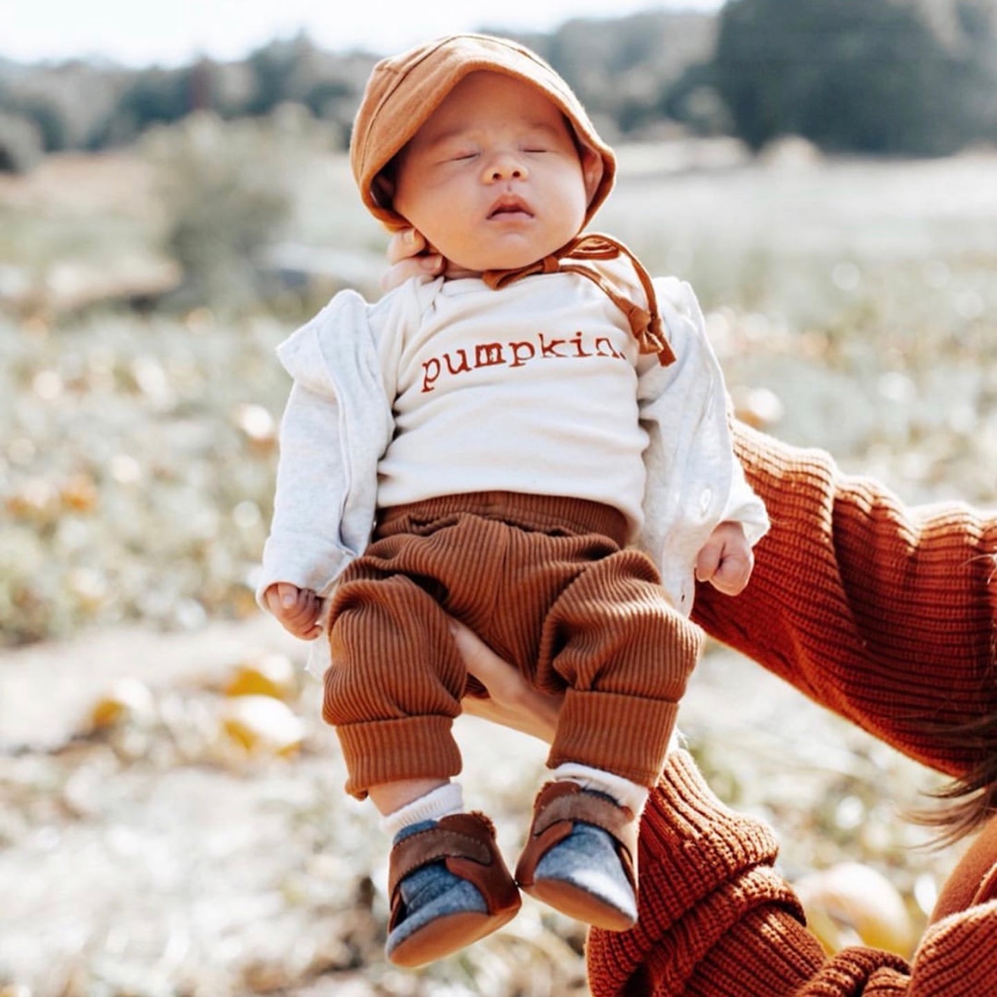 Pumpkin Rust Organic Cotton Baby Bodysuit Long Sleeve