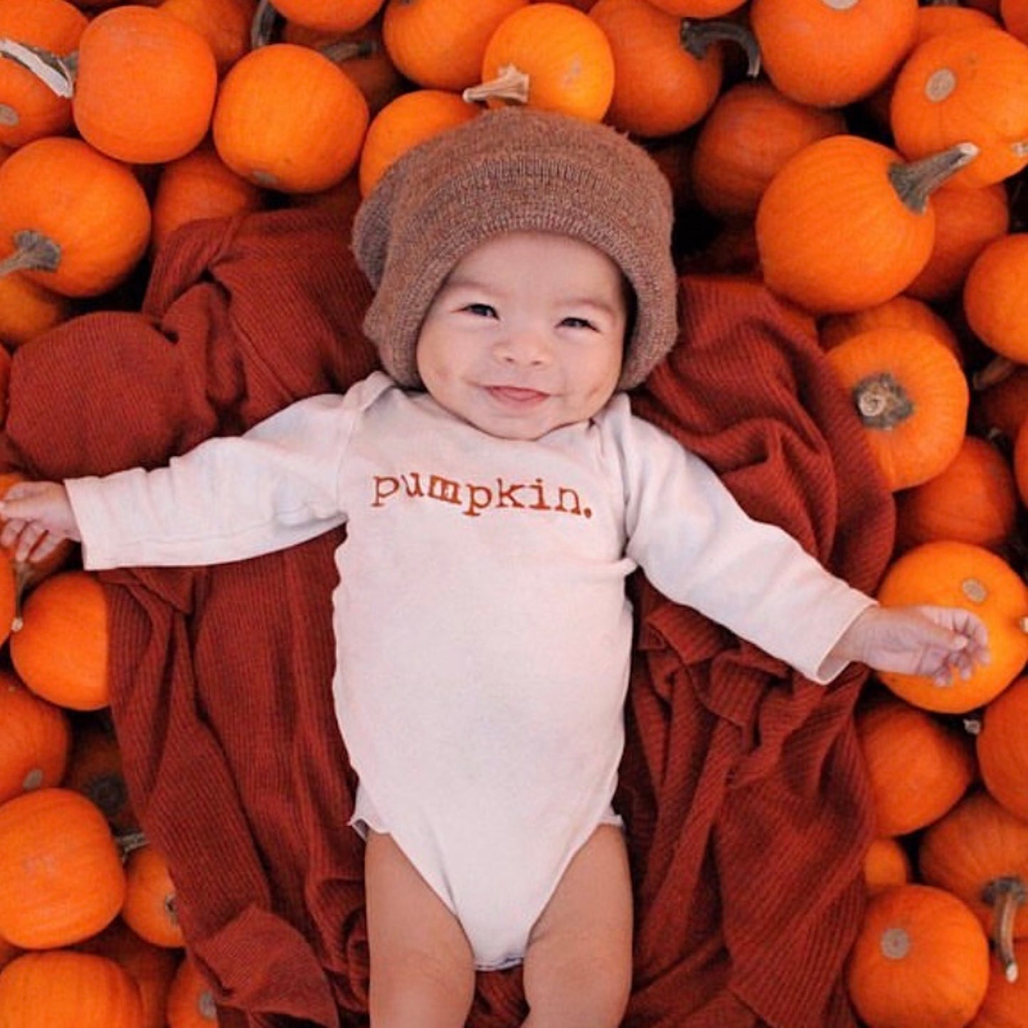 Pumpkin Rust Organic Cotton Baby Bodysuit Long Sleeve