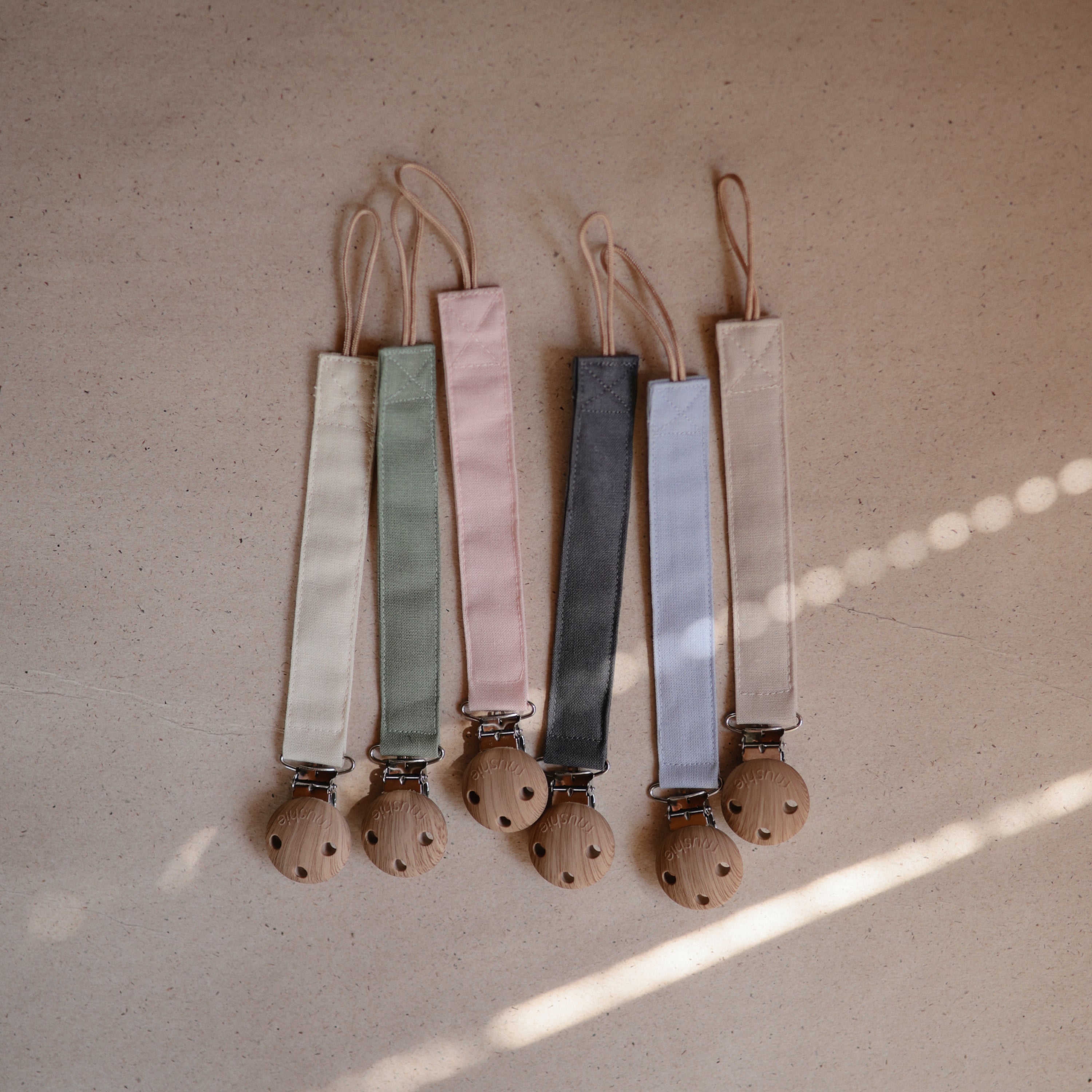 Linen Pacifier Clip 2 - Pack - Tenth & Pine - Pacifier Clip - Blush/Cream