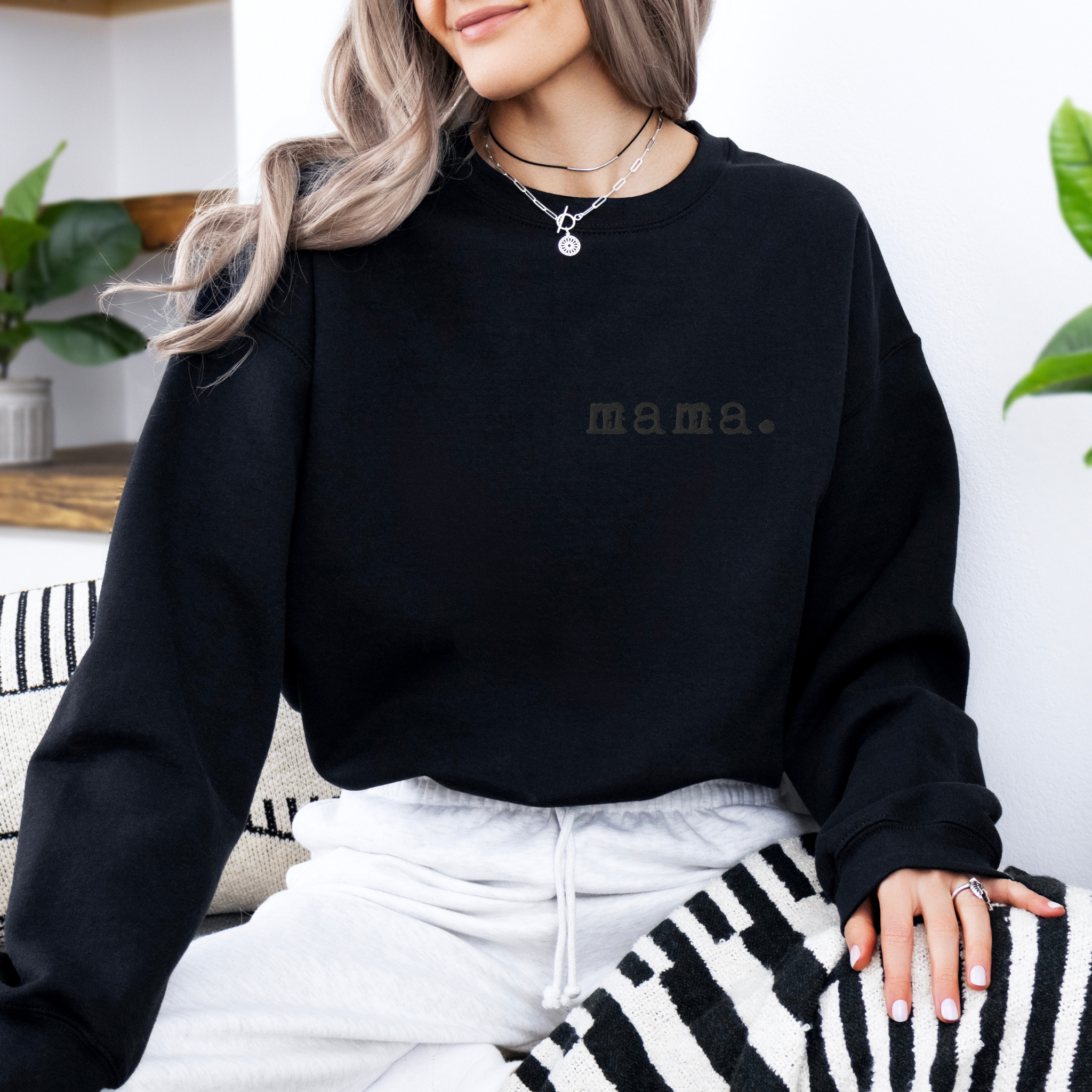 Mama. Embroidered | Premium Adult Sweatshirt - Tenth & Pine - S - Black