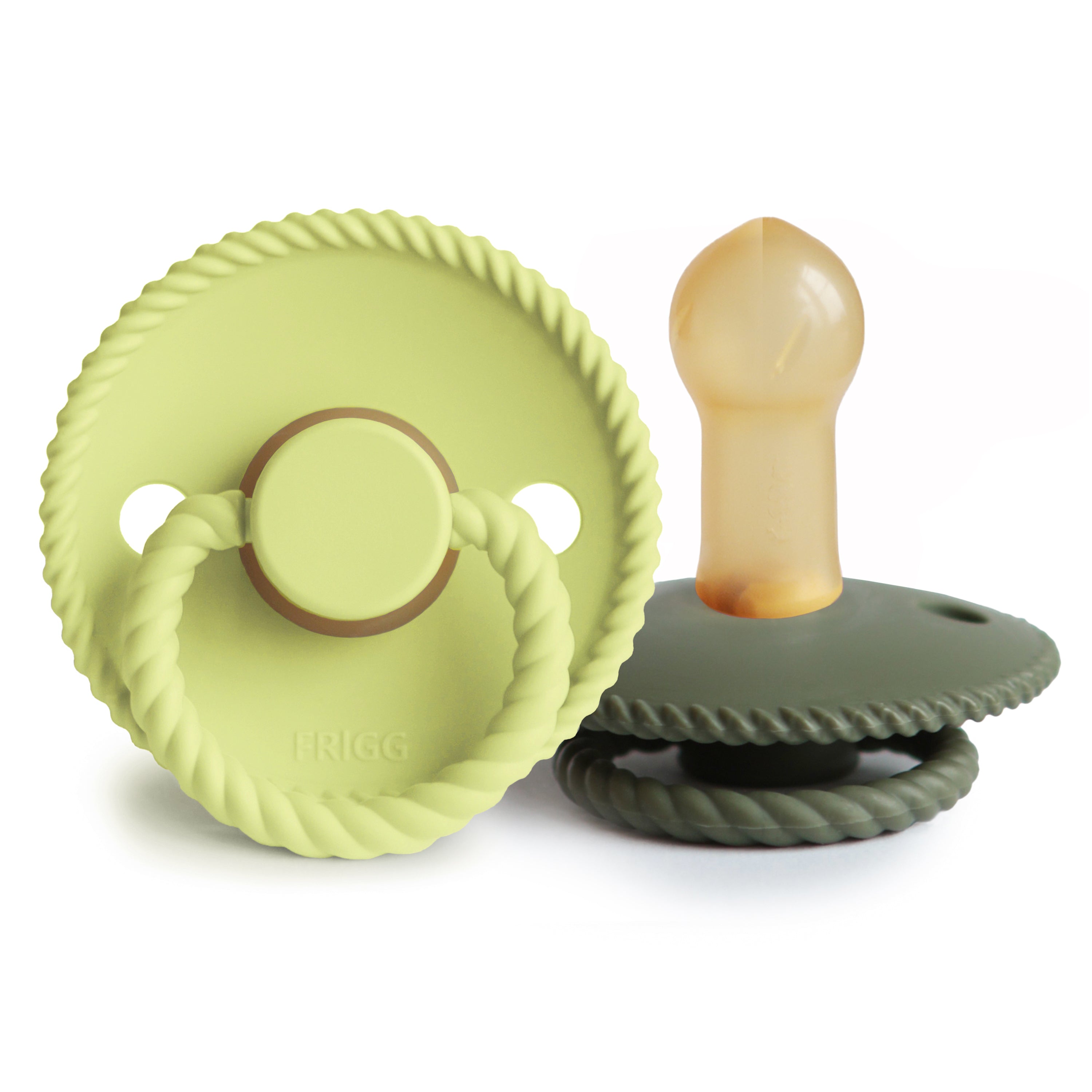 FRIGG Rope Natural Rubber Pacifier 2 - Pack - Tenth & Pine - FRIGG PACIFIERS - 6 - 18 months - Green Tea/Olive