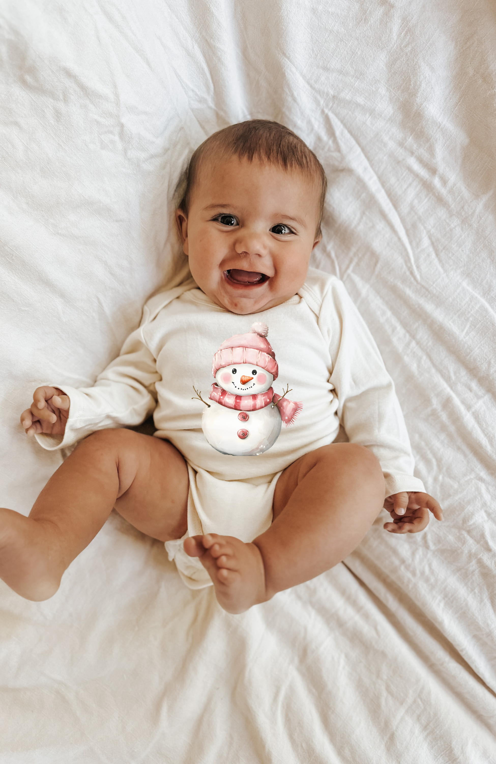 Snowman Organic Baby Bodysuit Long Sleeve