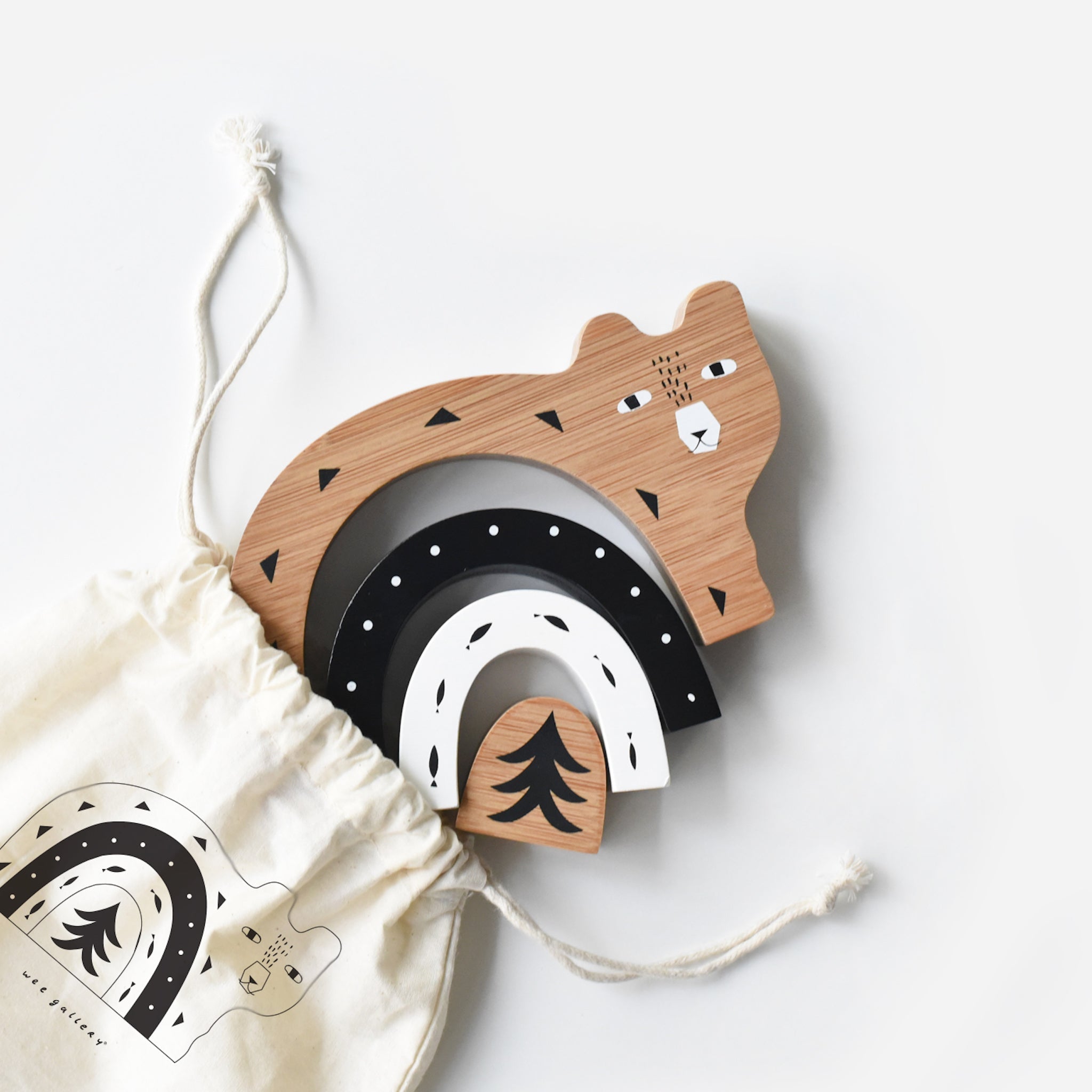 Bamboo Nesting Bear Wooden Toy - Tenth & Pine - Wooden Toys -
