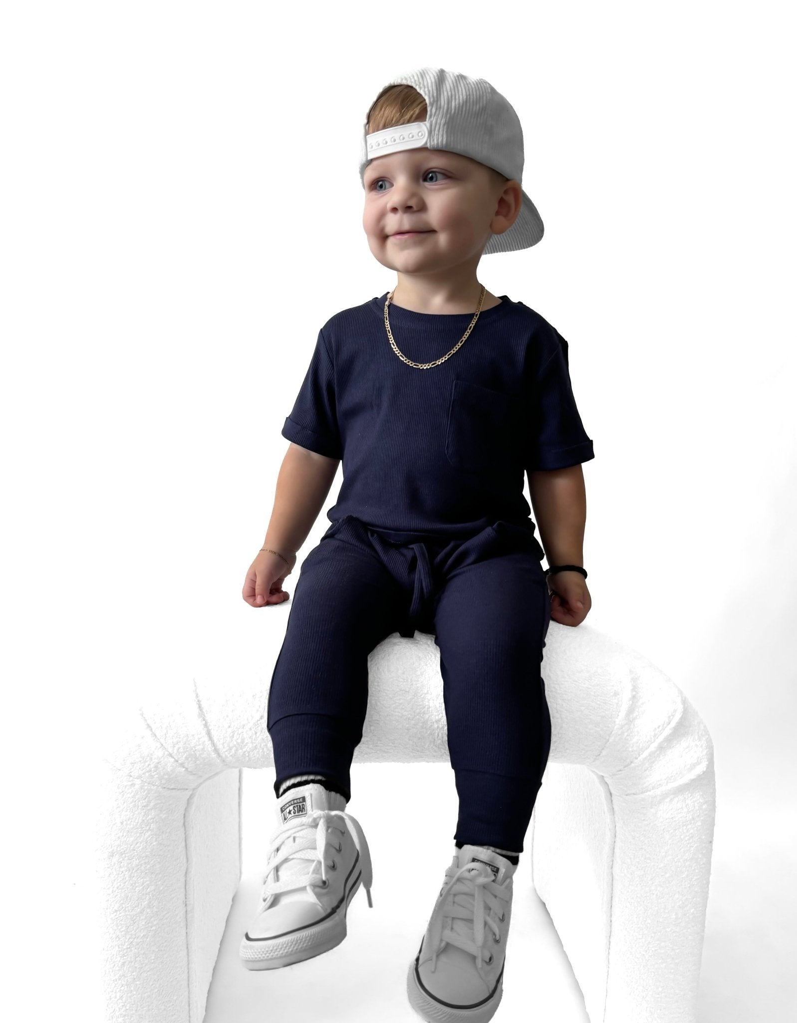 BAMBOO RIBBED JOGGERS - NAVY - Tenth & Pine - 3 - 6M