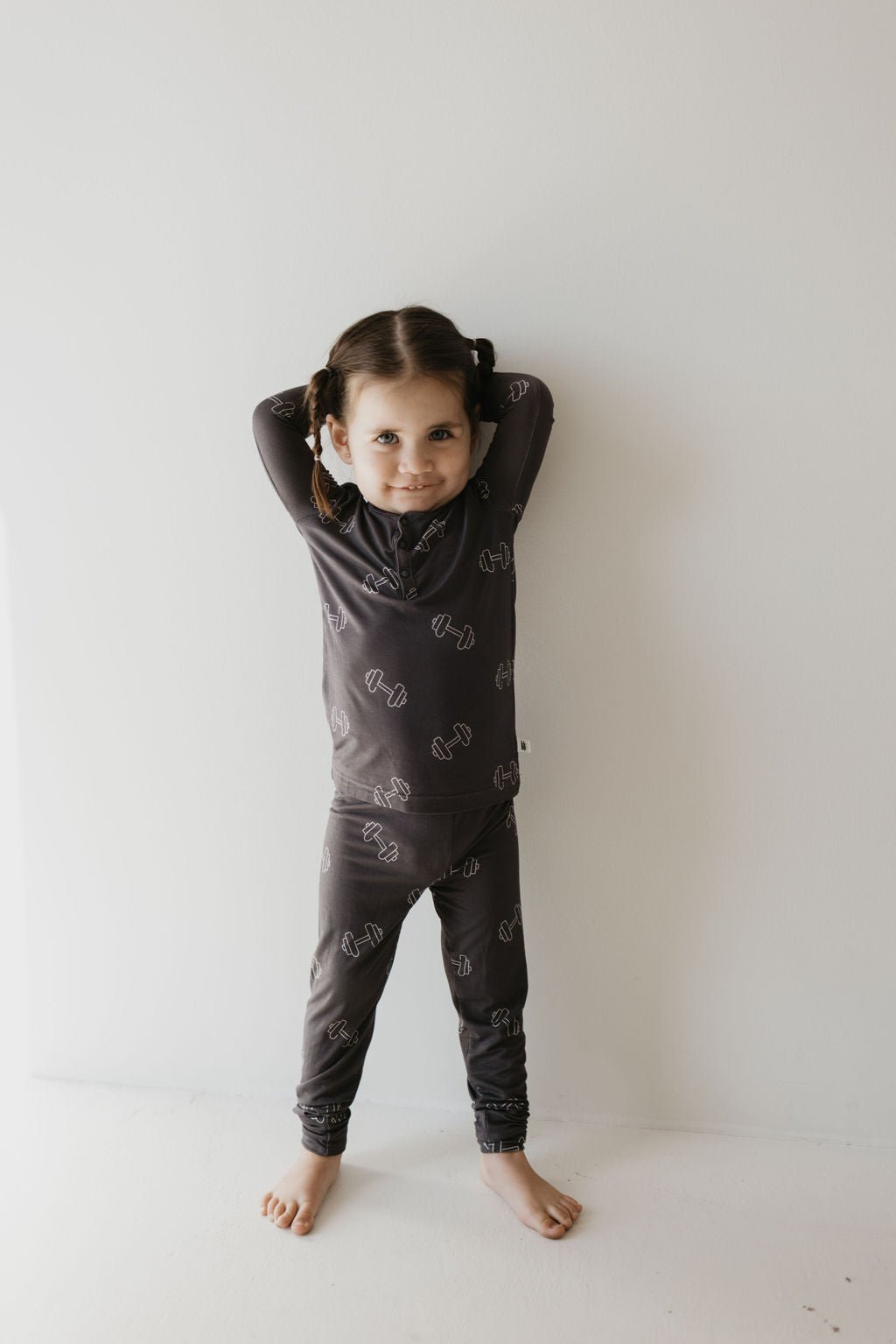 Bamboo Two Piece Pajamas | Charcoal Arm Day - Tenth & Pine - Pajamas - 2/3 Years