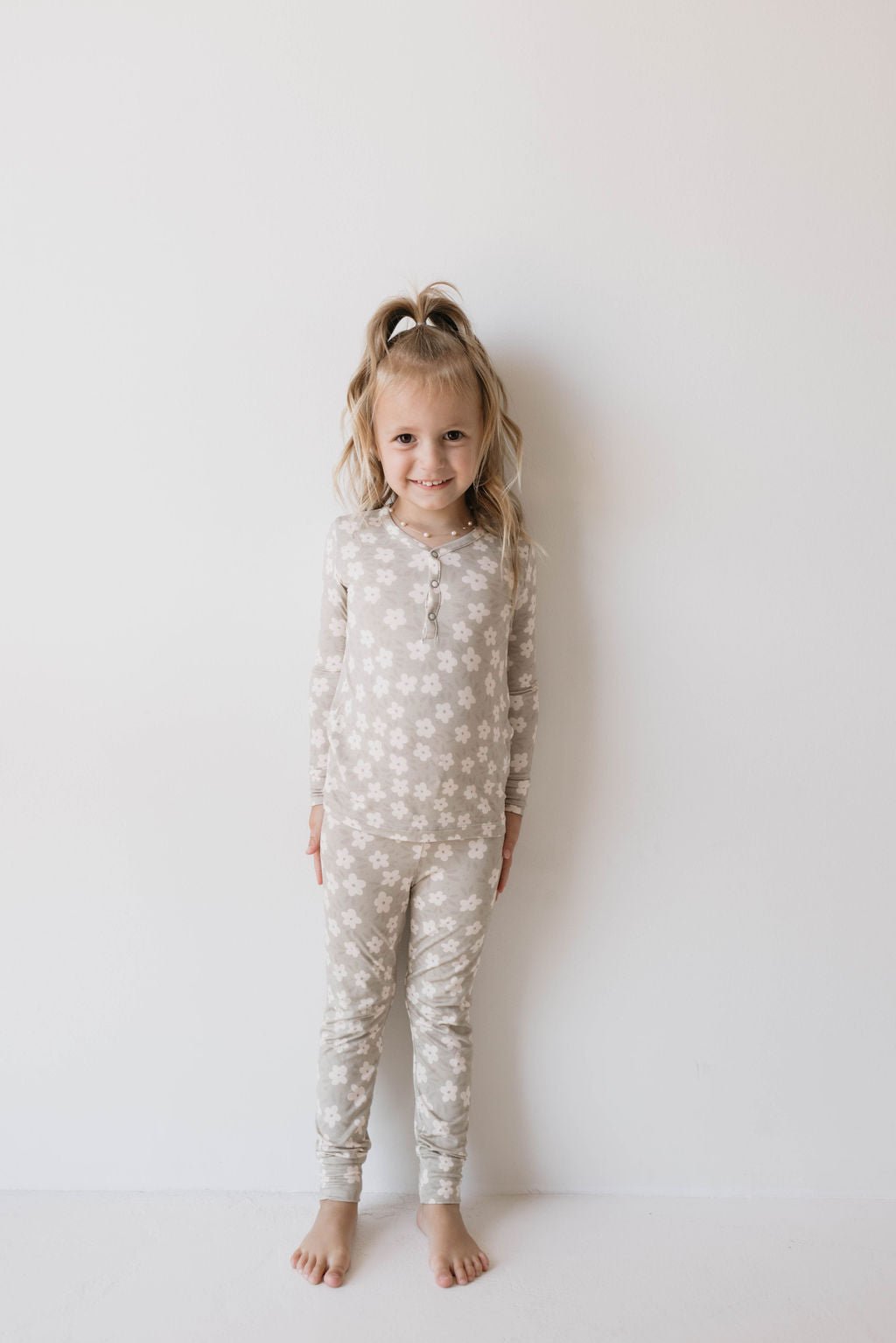 Bamboo Two Piece Pajamas | French Gray Floral - Tenth & Pine - 2/3 Years