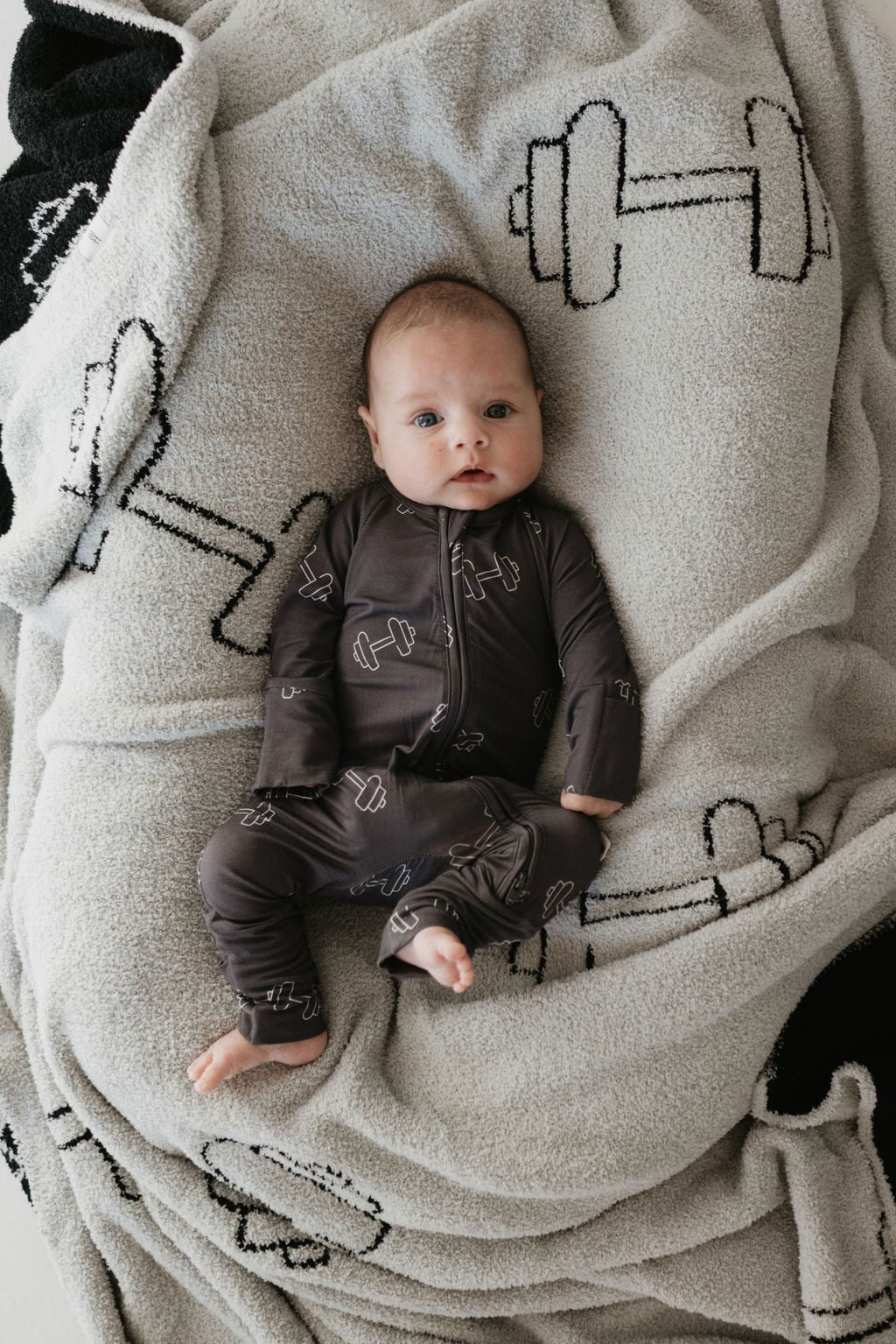 Bamboo Zip Pajamas | Charcoal Arm Day - Tenth & Pine - Pajamas - Newborn