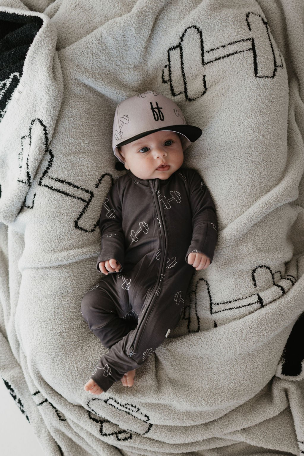 Bamboo Zip Pajamas | Charcoal Arm Day - Tenth & Pine - Pajamas - Newborn