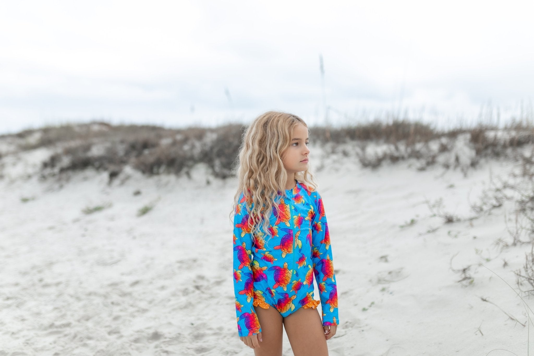 Blue Rainbow Turtle Zip Swimsuit - Tenth & Pine - Swimsuit - 2 - Oopsie Daisy