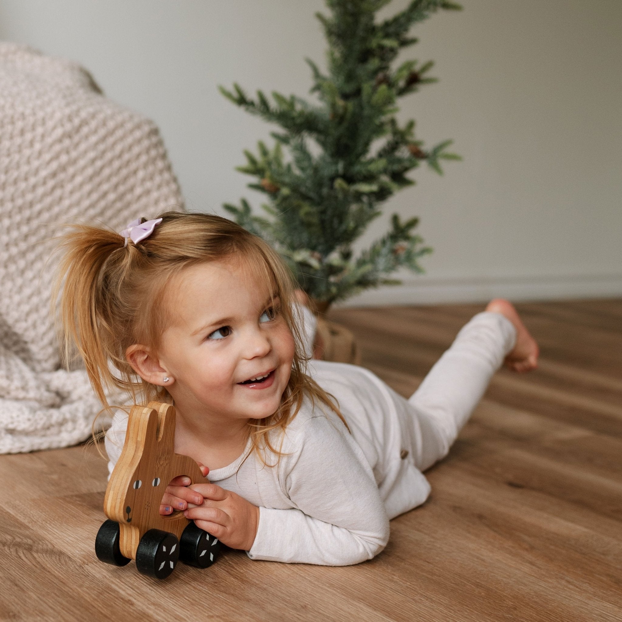Bunny Push Wooden Toy - Tenth & Pine - Wood + Bamboo Toys -