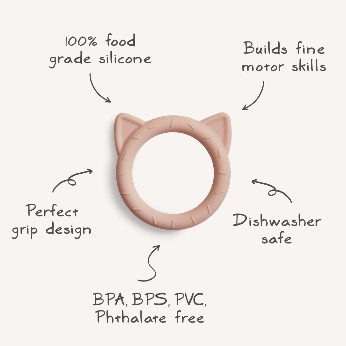 Cat Teether - Tenth & Pine - teether - Blush