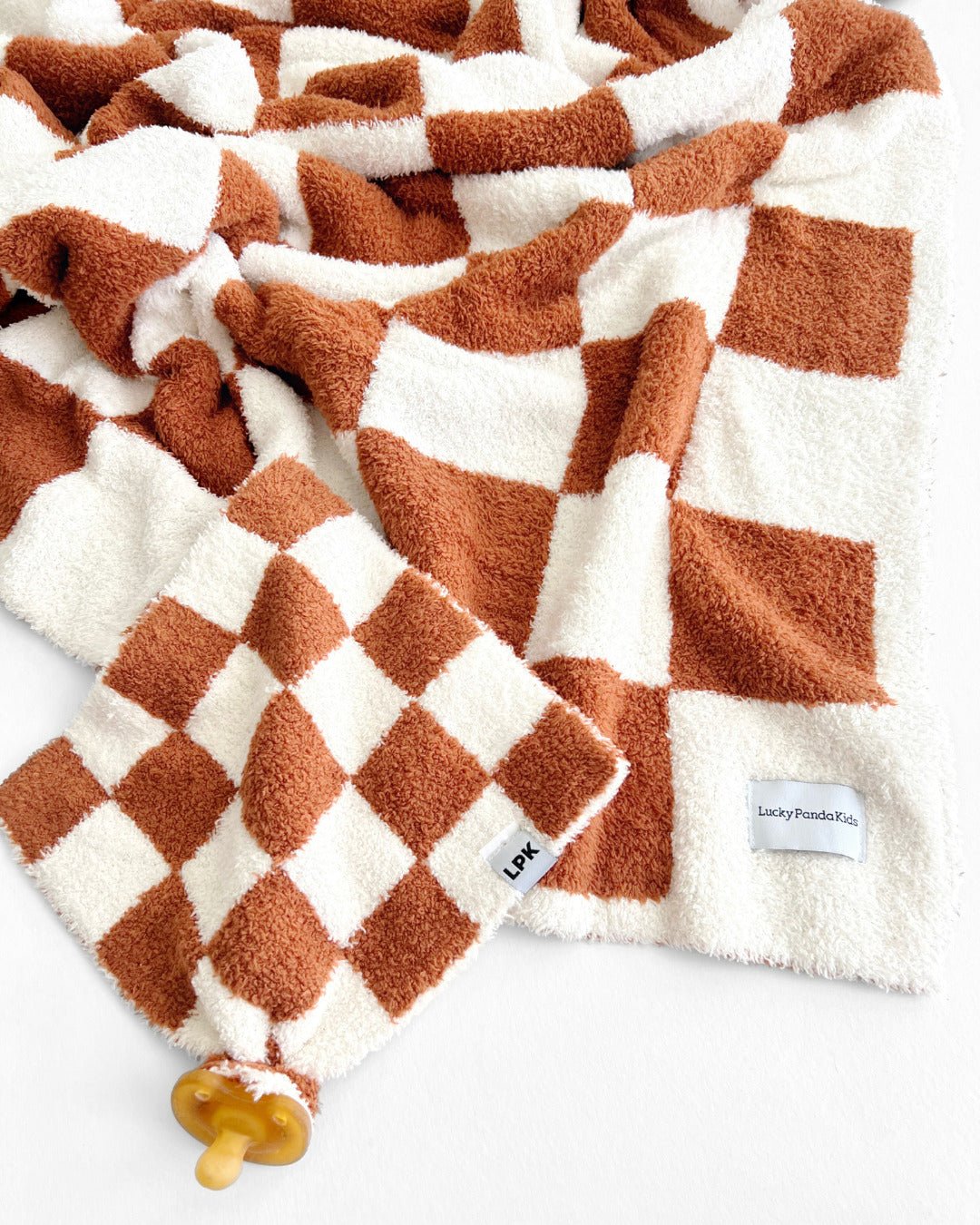 Checkered Plush Blanket | Copper - Tenth & Pine - Plush Blanket -