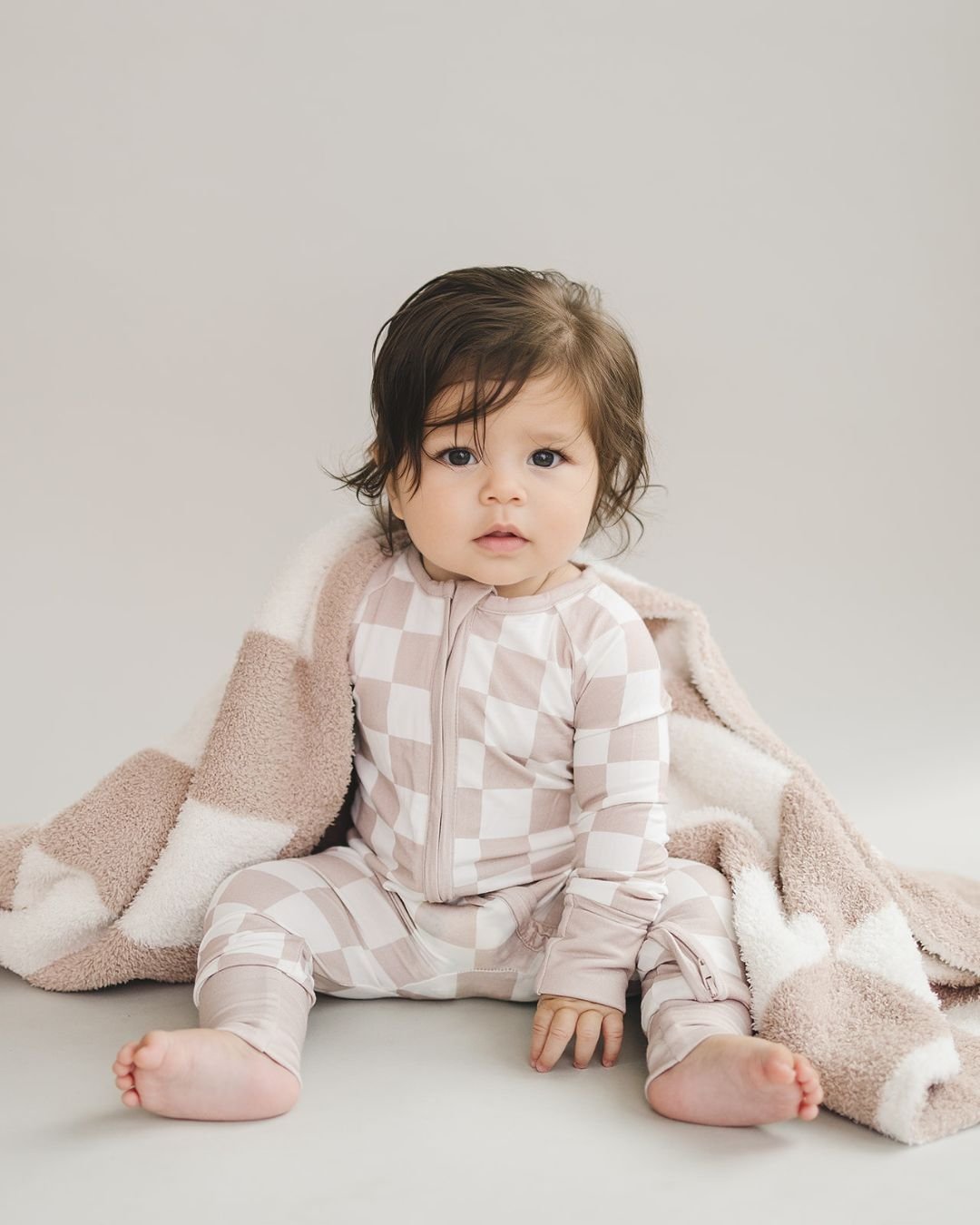 Checkered Plush Blanket | Latte - Tenth & Pine - Plush Blanket -