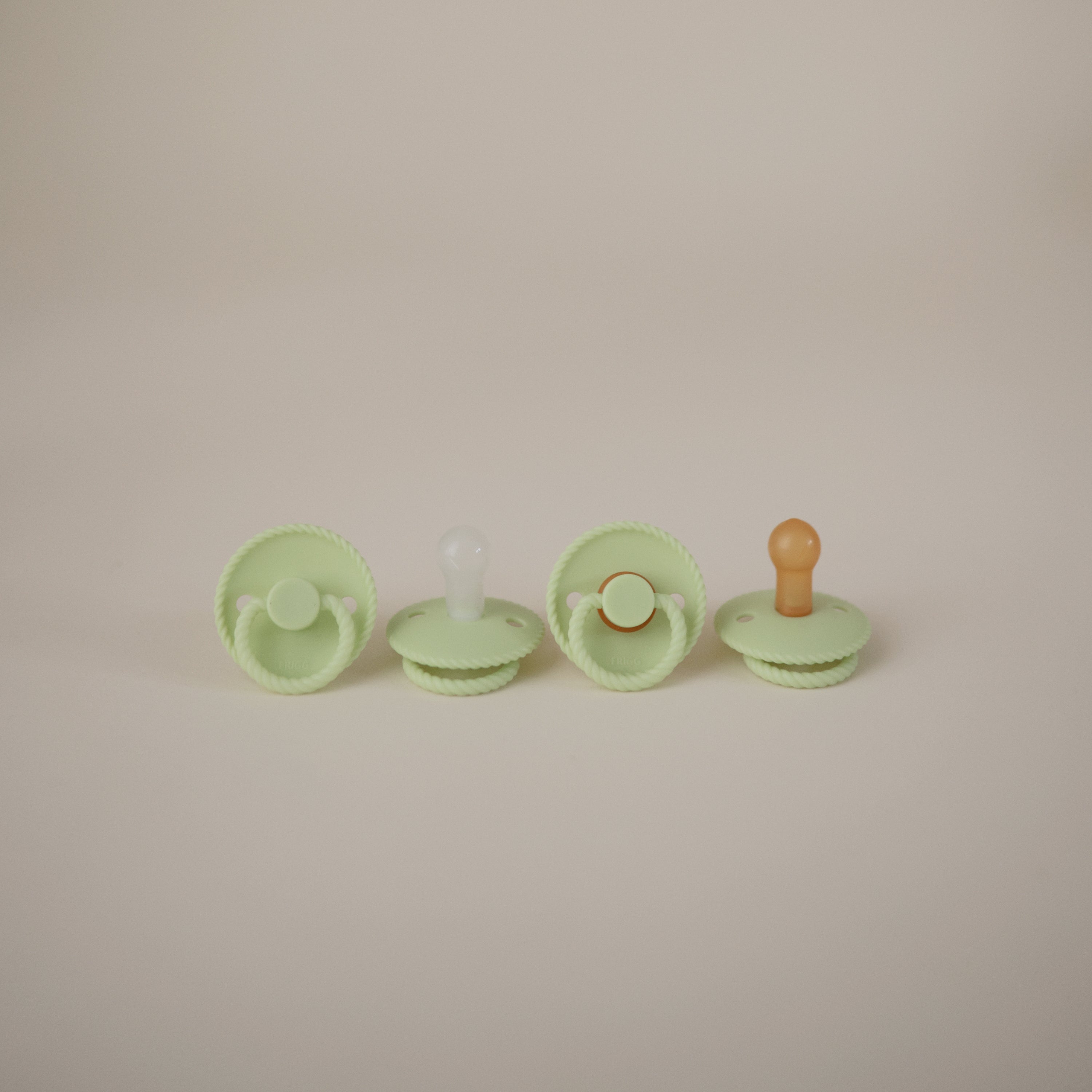 FRIGG Rope Natural Rubber Pacifier 2 - Pack - Tenth & Pine - FRIGG PACIFIERS - 6 - 18 months - Cream/Green Tea