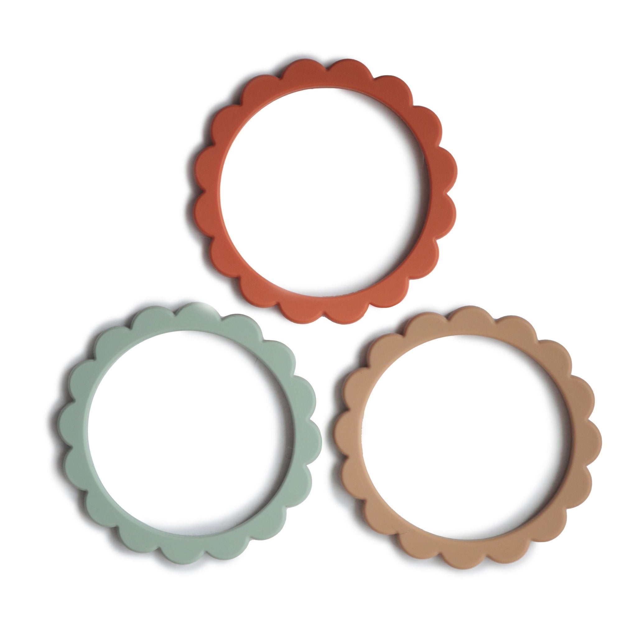 Flower Teether Bracelet - Tenth & Pine - teether - Cambridge Blue/Clementine/Natural