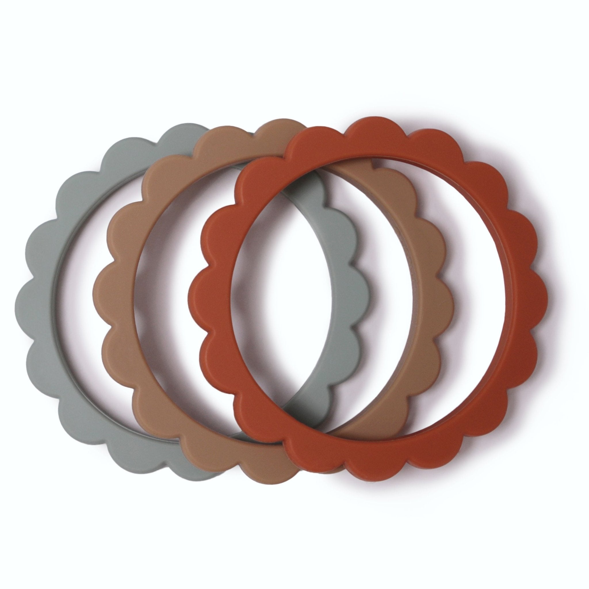 Flower Teether Bracelet - Tenth & Pine - teether - Cambridge Blue/Clementine/Natural