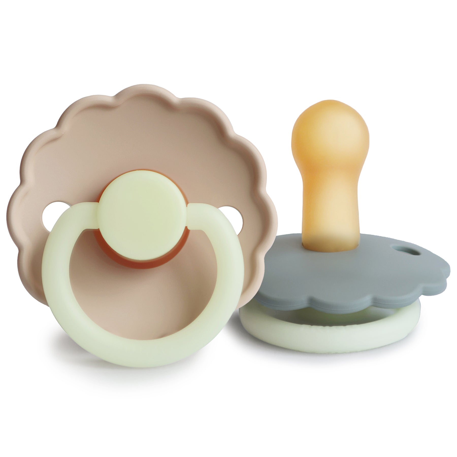 FRIGG Daisy Night Natural Rubber Pacifier 2 - Pack - Tenth & Pine - FRIGG PACIFIERS - 6 - 18 months - French Gray/Croissant