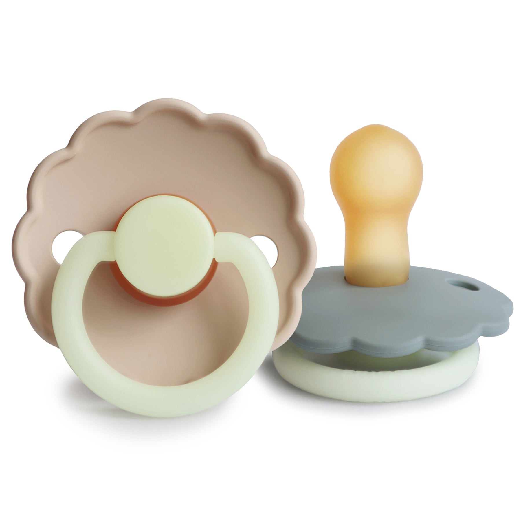 FRIGG Daisy Night Natural Rubber Pacifier 2 - Pack - Tenth & Pine - FRIGG PACIFIERS - 0 - 6 months - French Gray/Croissant