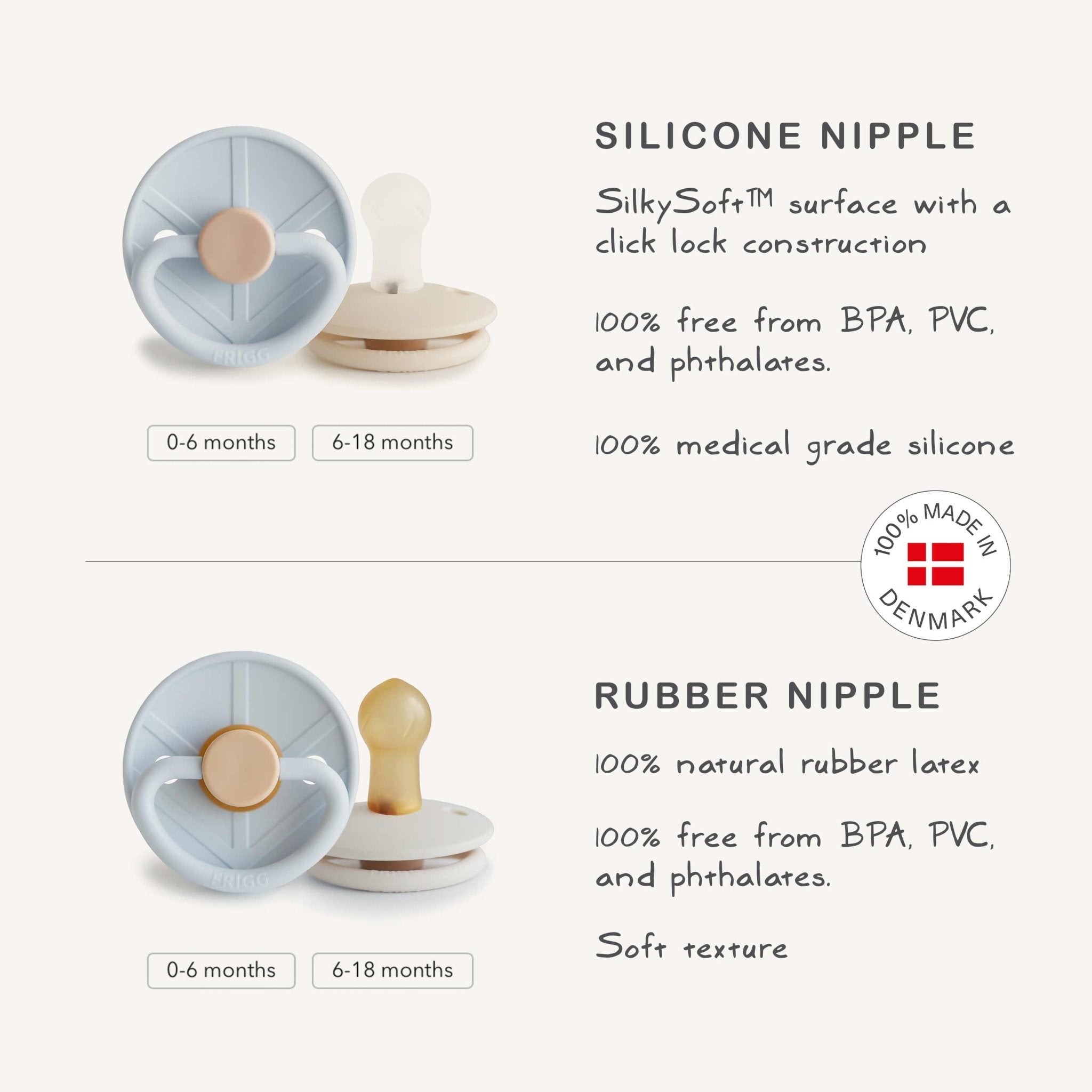 FRIGG Little Viking Silicone 2 - Pack - Tenth & Pine - Pacifiers & Teethers - 0 - 6 months - Cocoa/Cream