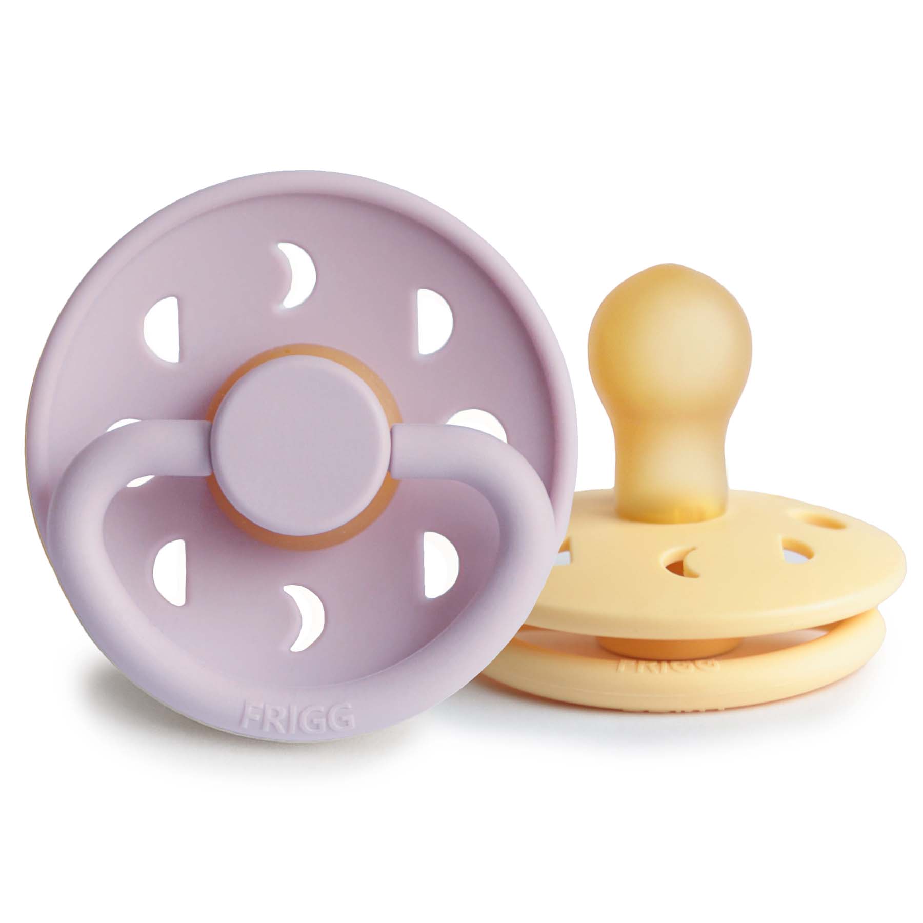 FRIGG Moon Natural Rubber Pacifier 2 - Pack - Tenth & Pine - FRIGG PACIFIERS - 0 - 6 months - Soft Lilac/Daffodil
