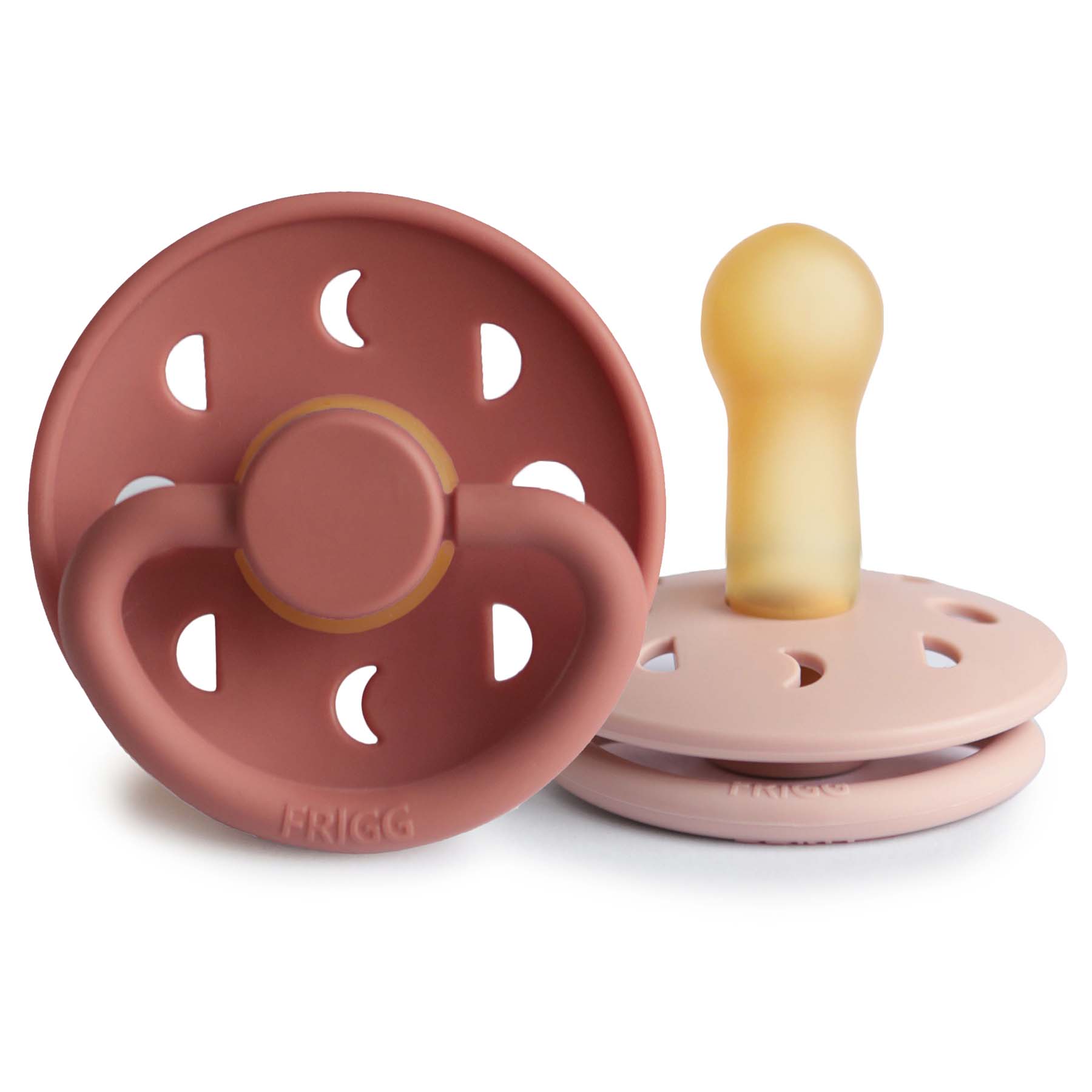 FRIGG Moon Natural Rubber Pacifier 2 - Pack - Tenth & Pine - FRIGG PACIFIERS - 6 - 18 months - Blush/Powder Blush