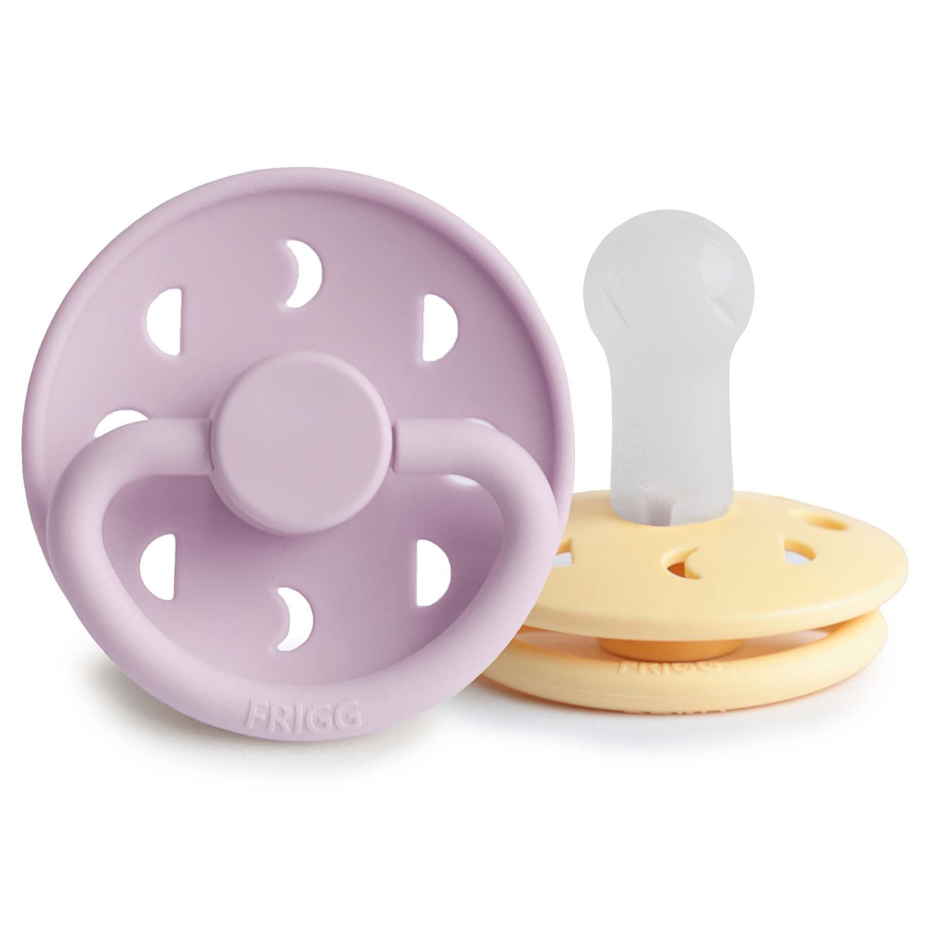FRIGG Moon Silicone Pacifier 2 - Pack - Tenth & Pine - FRIGG PACIFIERS - 6 - 18 months - Soft Lilac/Daffodil