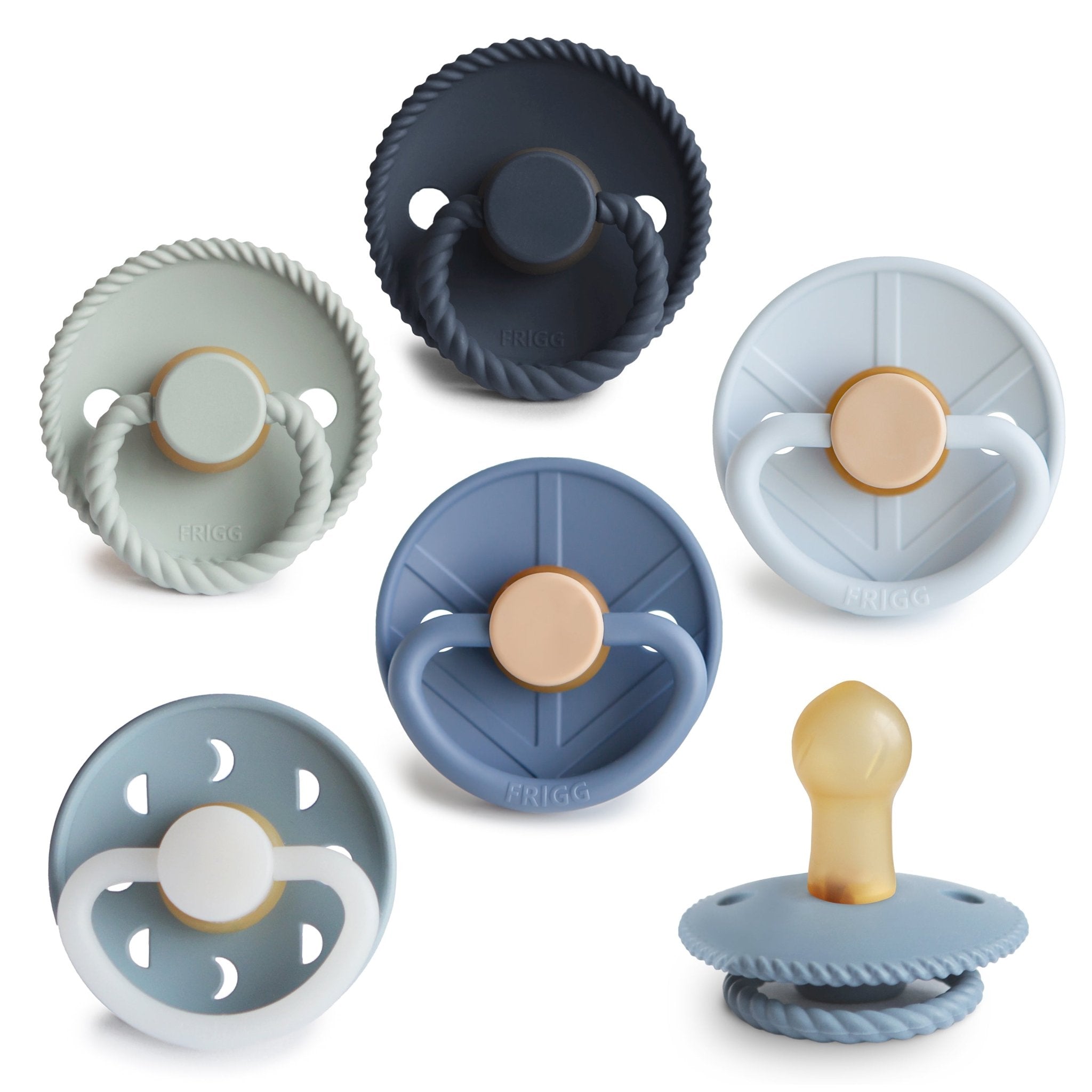 FRIGG Natural Rubber 6 - Pack - Tenth & Pine - FRIGG PACIFIERS - 0 - 6 Months - Endless Sea