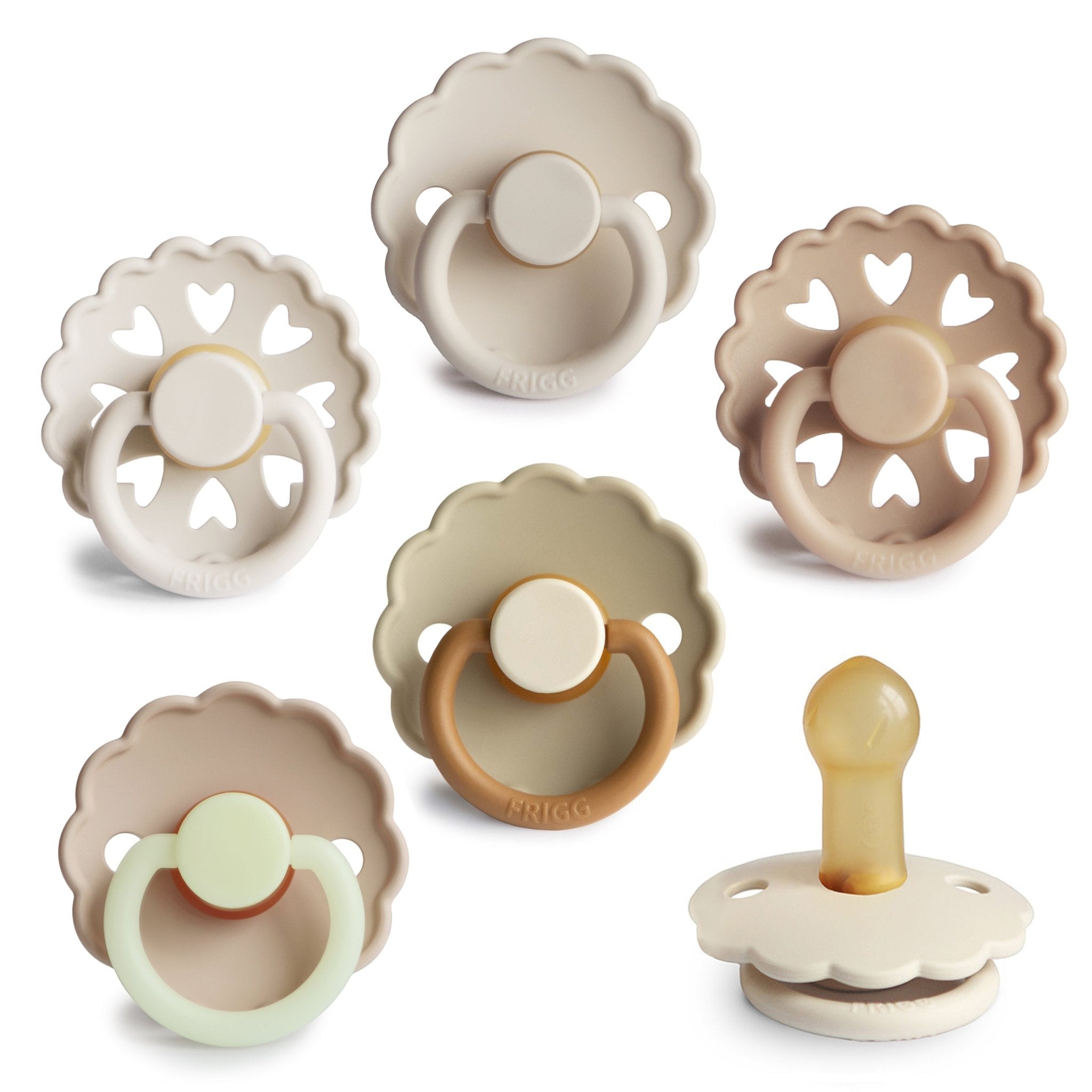 FRIGG Natural Rubber 6 - Pack - Tenth & Pine - FRIGG PACIFIERS - 6 - 18 Months - Cinnamon Charm