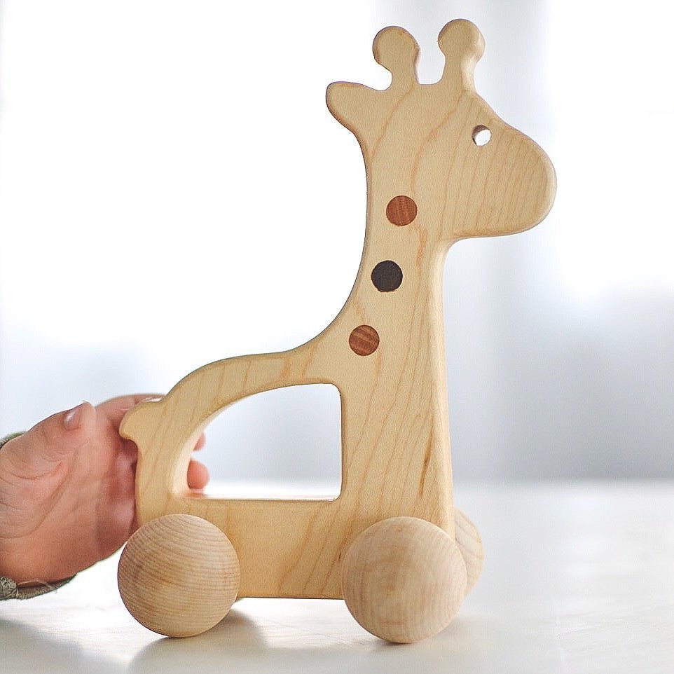 Giraffe Push Toy - Tenth & Pine - Wooden Toy -