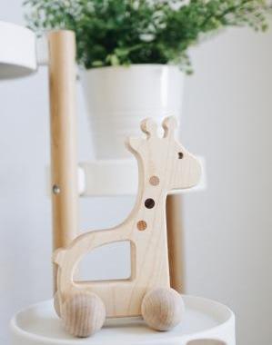 Giraffe Push Toy - Tenth & Pine - Wooden Toy -