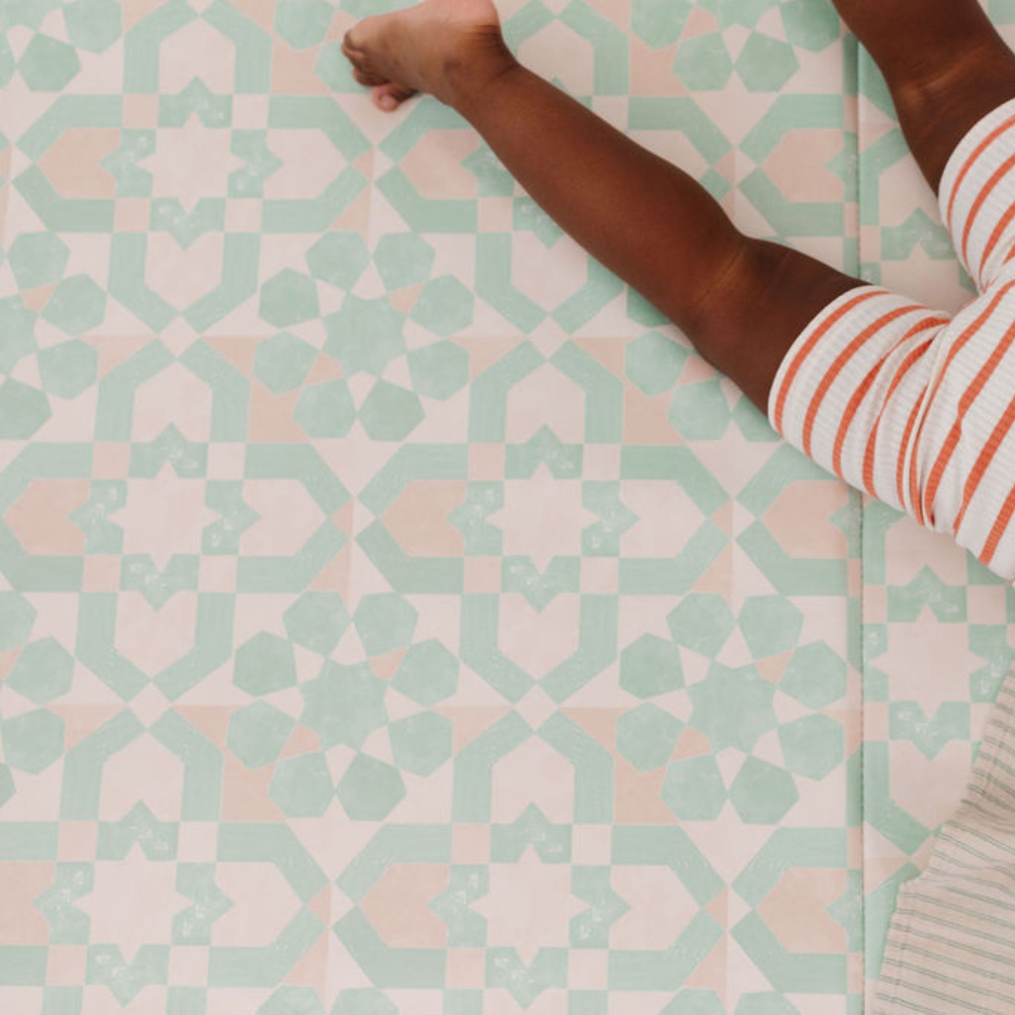 Green Tile Vegan Leather Mat - Tenth & Pine - Vegan Leather Padded Mat - Standard