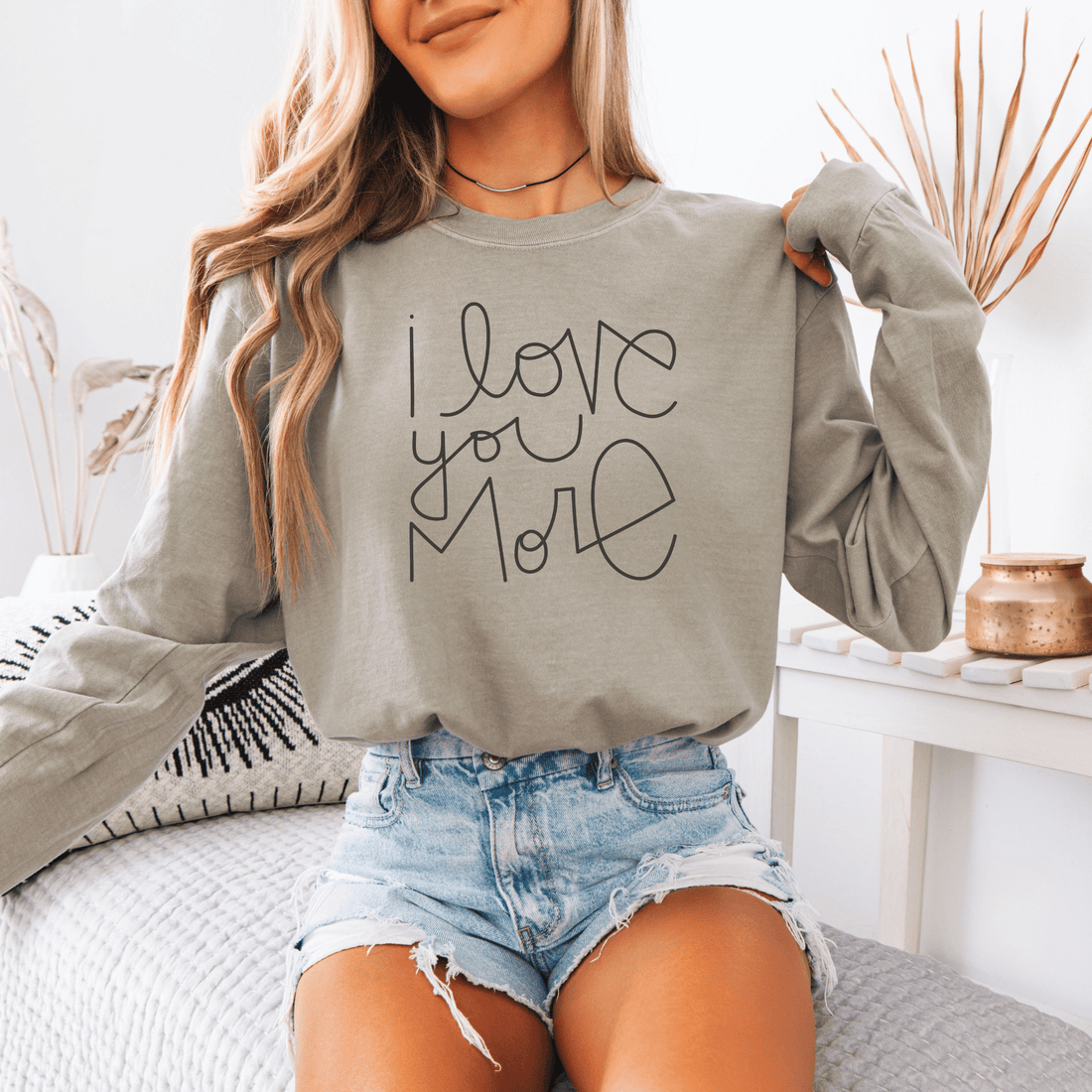 I Love You More Adult Long Sleeve T-Shirt - Tenth & Pine - Long Sleeve Adult Tee - S - Sandstone
