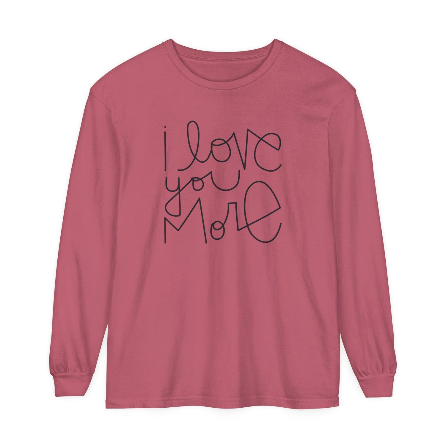 I Love You More Adult Long Sleeve T-Shirt - Tenth & Pine - Long Sleeve Adult Tee - S - Crimson