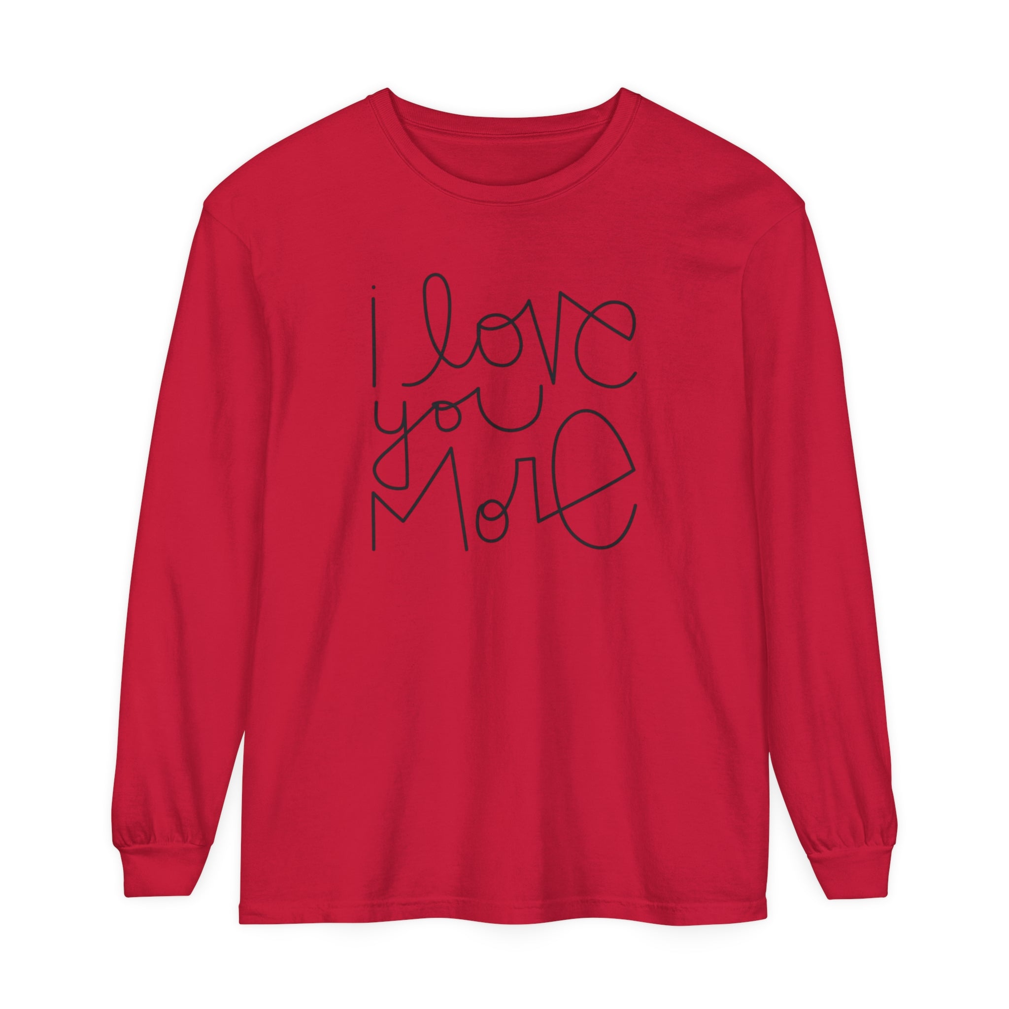 I Love You More Adult Long Sleeve T-Shirt - Tenth & Pine - Long Sleeve Adult Tee - S - Red