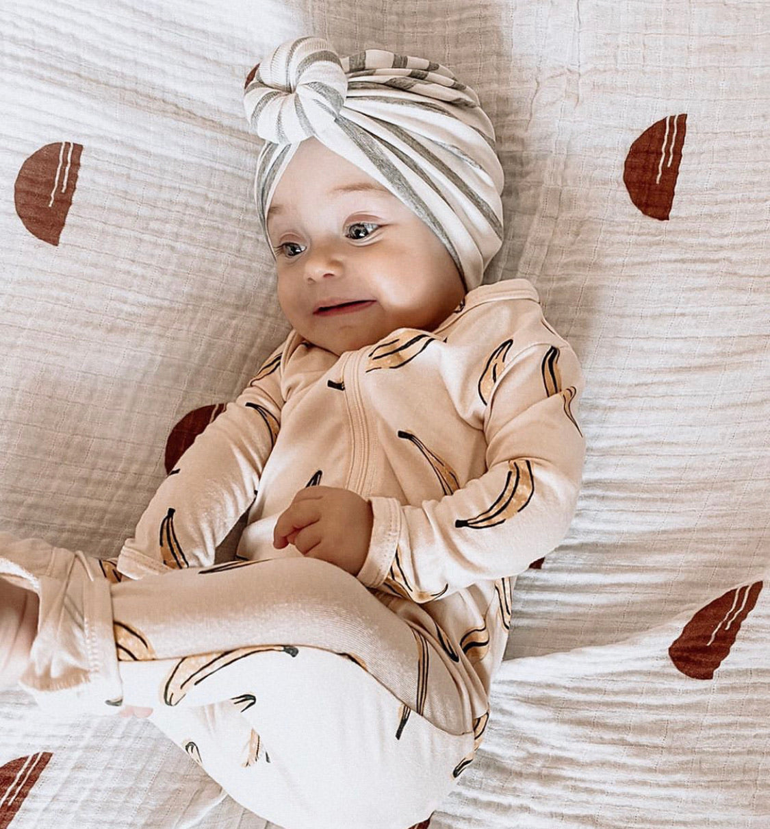 Sammy | Grey & White Stripe | Ribbed Headwrap