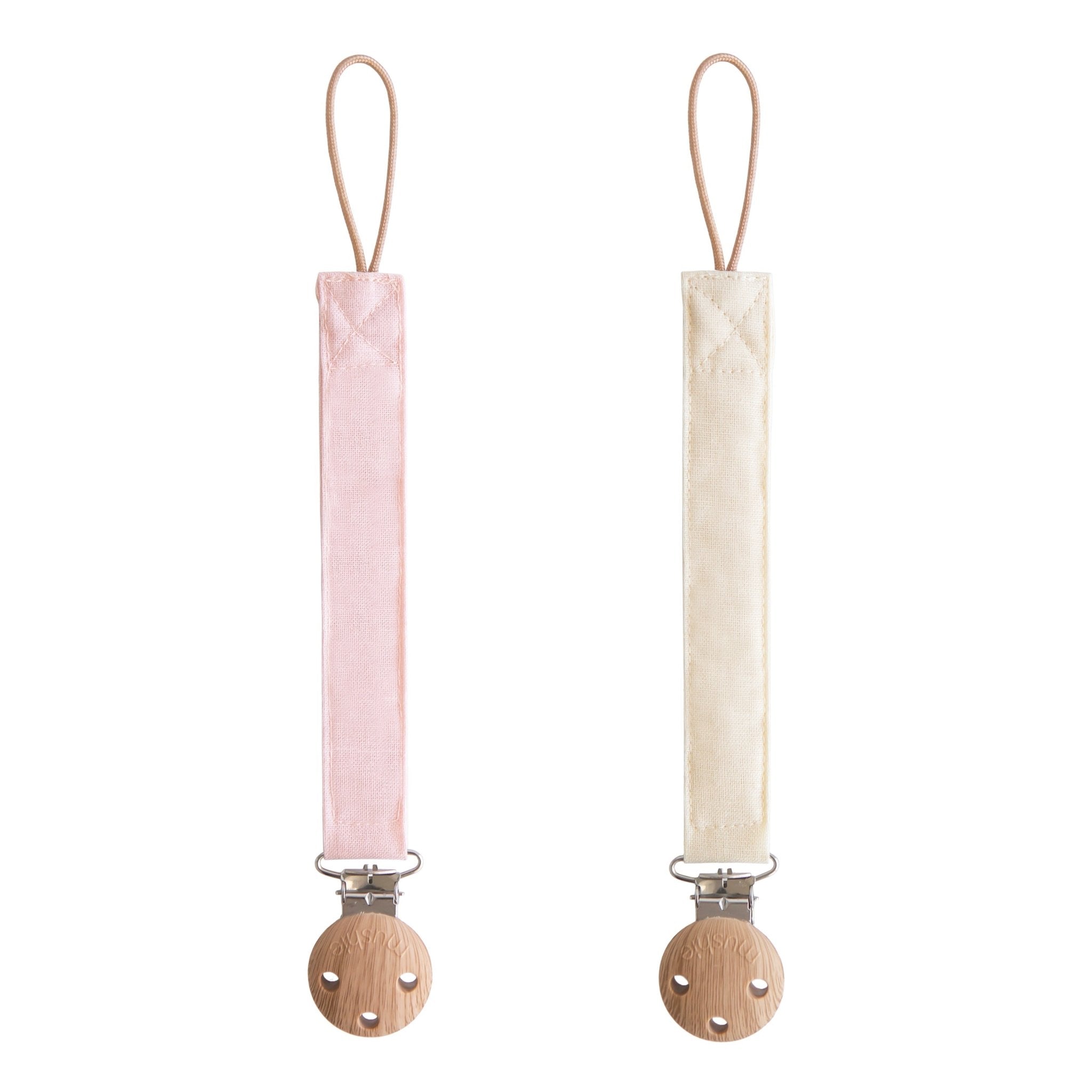 Linen Pacifier Clip 2 - Pack - Tenth & Pine - Pacifier Clip - Blush/Cream