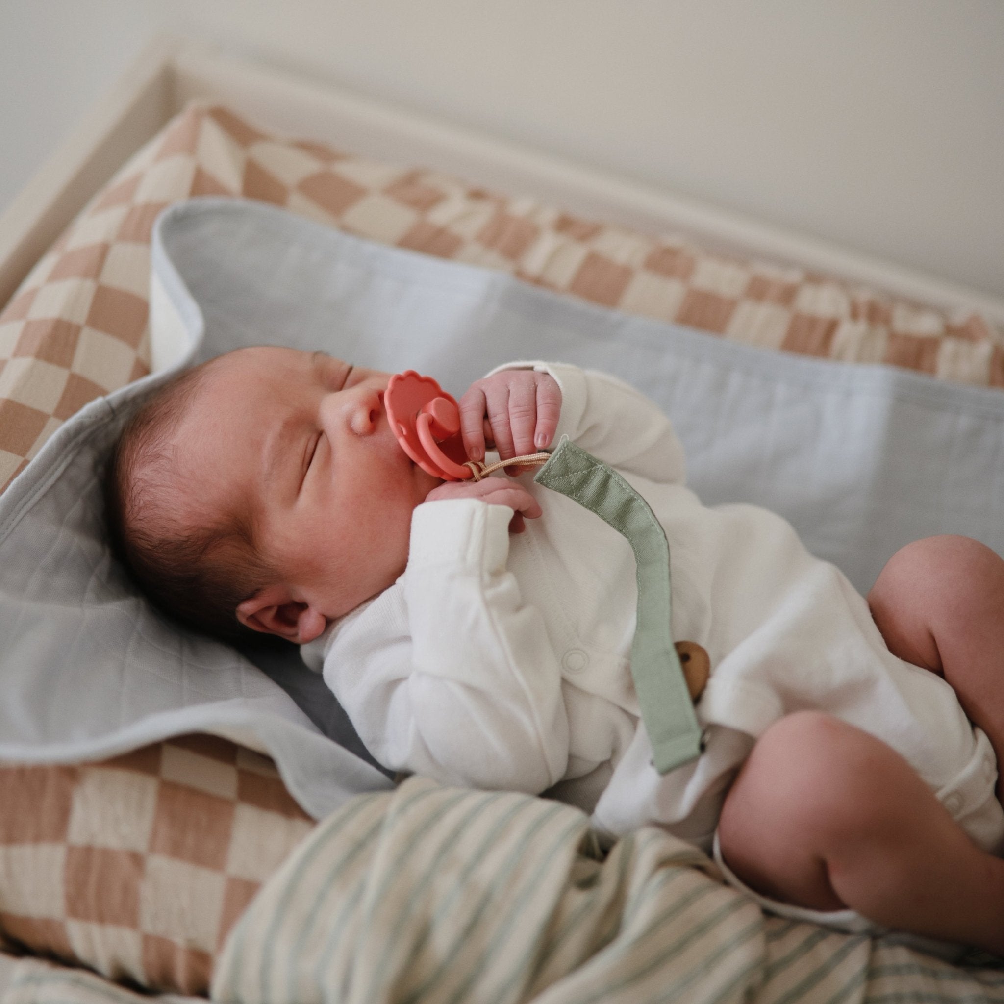 Linen Pacifier Clip 2 - Pack - Tenth & Pine - Pacifier Clip - Blush/Cream