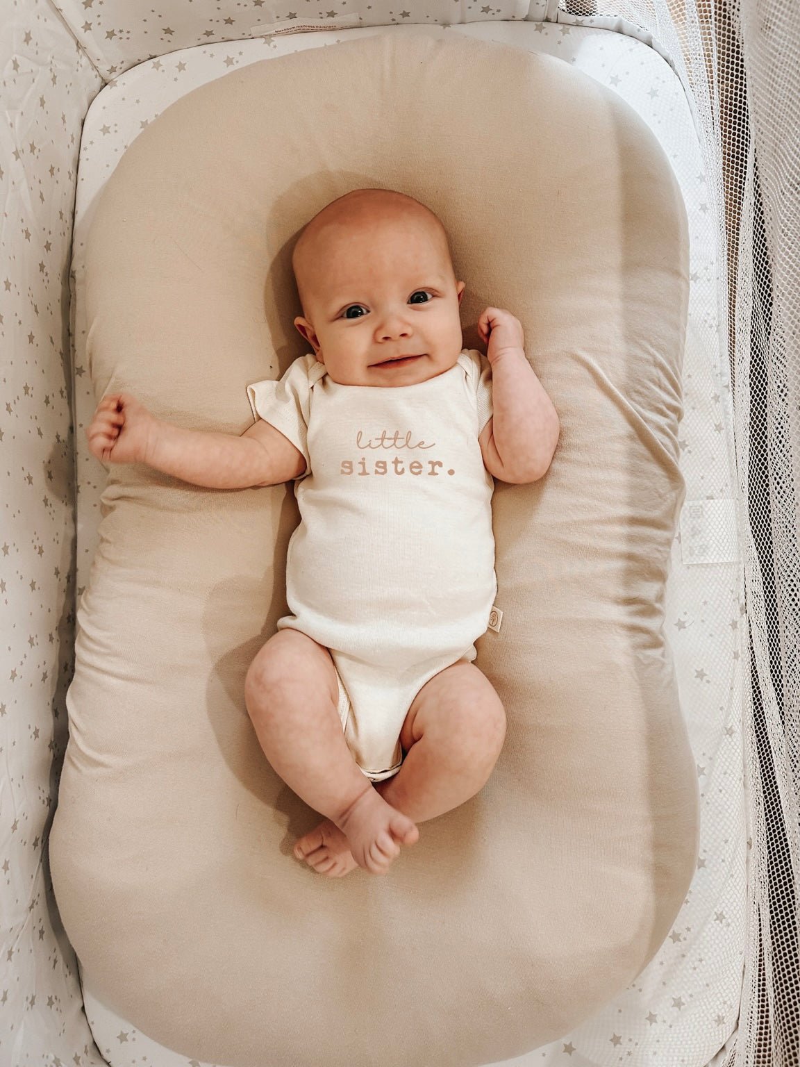 Little Sister Clay Organic Cotton Short Sleeve Baby Bodysuit - Tenth & Pine - Short Sleeve Onesie - 0 - 3M - Tenth & Pine