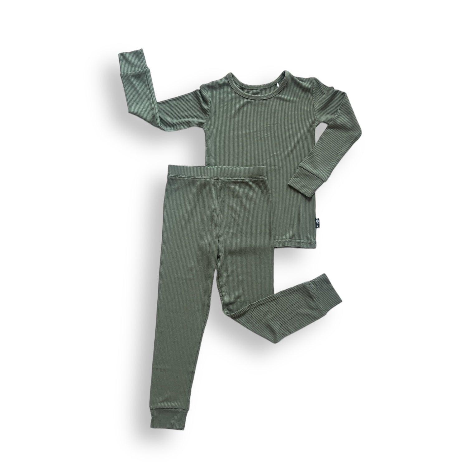 LONG SLEEVE 2 PIECE SETS - Moss Ribbed - Tenth & Pine - Bamboo 2 Piece PJ - RIB - 12/18m