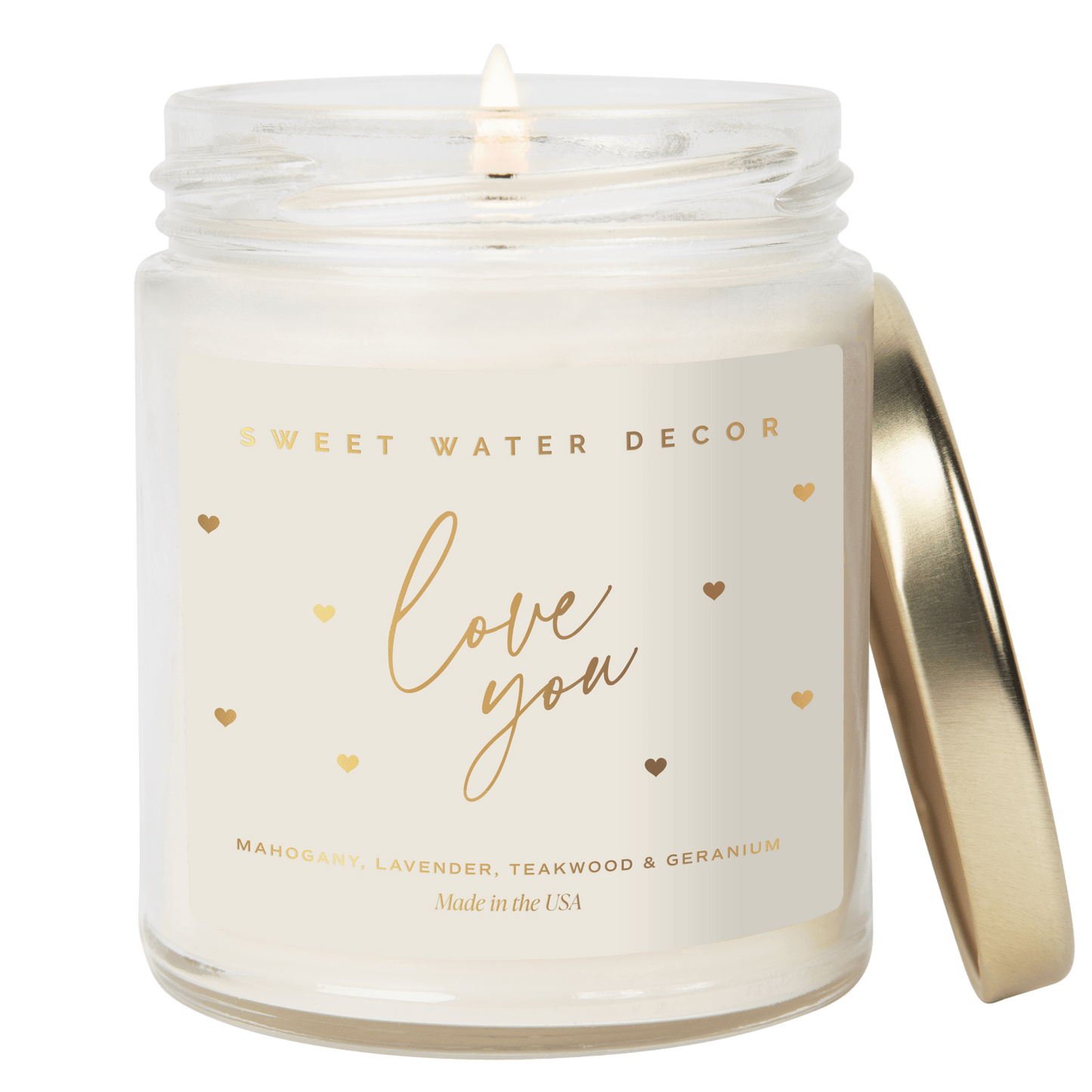 Love You Soy Candle Patterned - Clear Jar - 9 oz - Tenth & Pine - Candles -