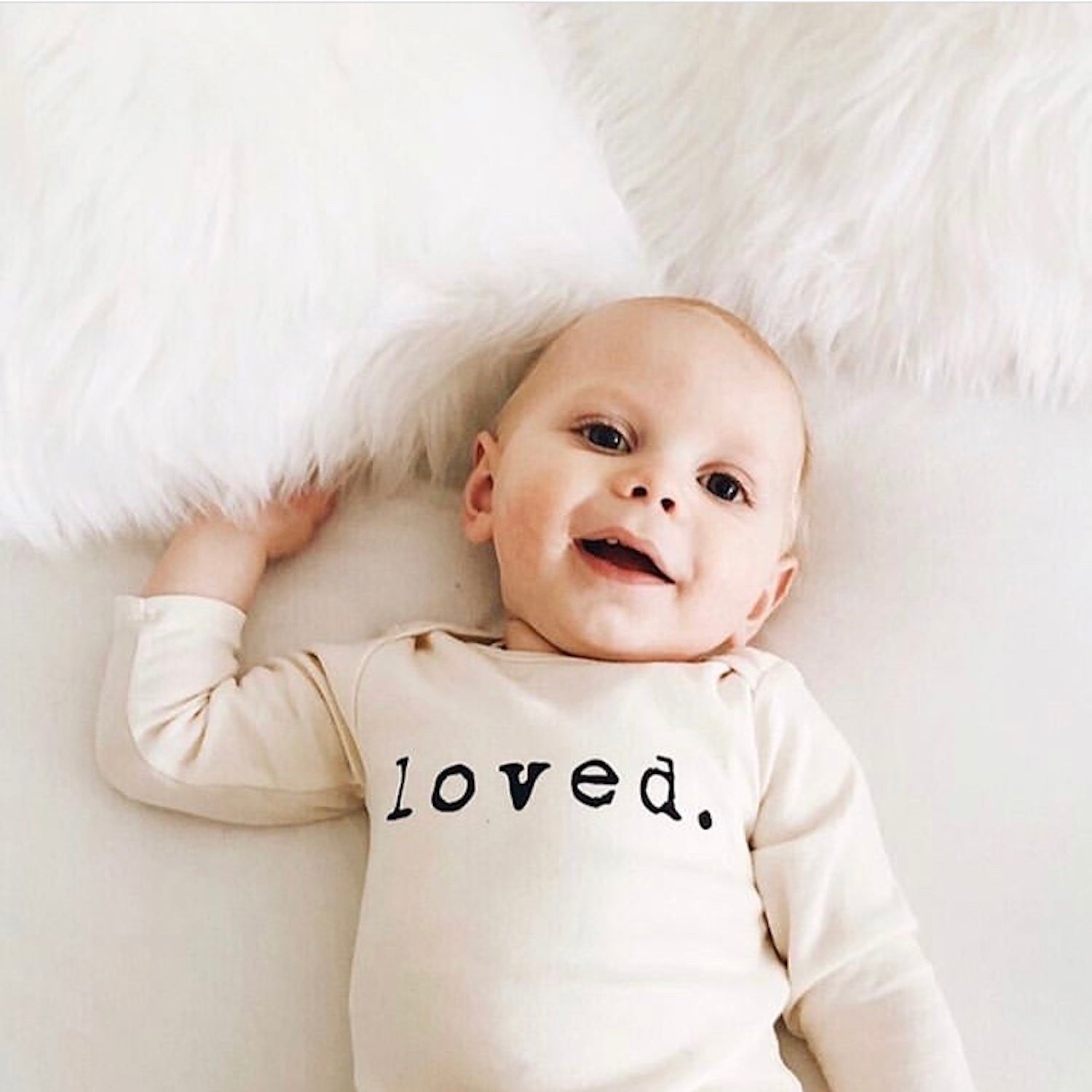 Baby Loved. Long - Sleeve Organic Cotton Bodysuit - Tenth & Pine - Long Sleeve Onesie - Black - 0 - 3M