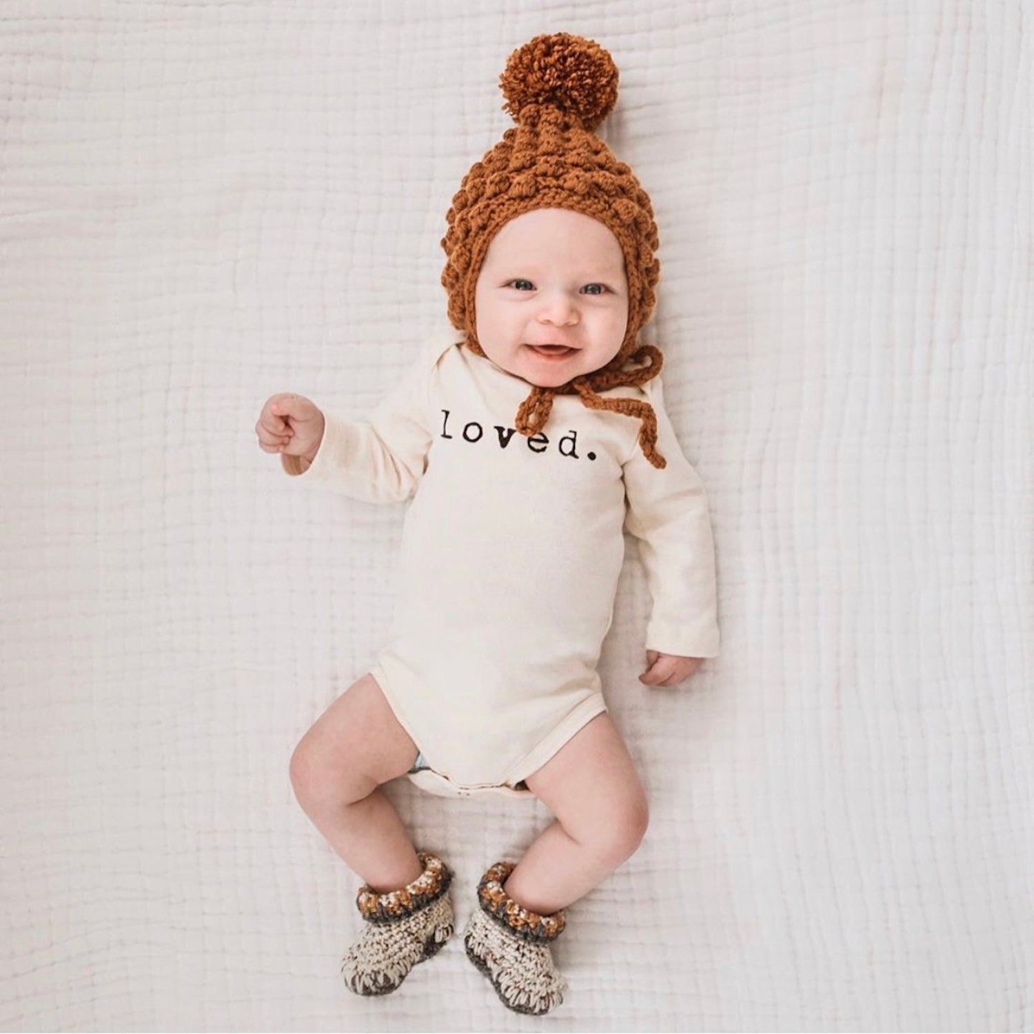 Baby Loved. Long - Sleeve Organic Cotton Bodysuit - Tenth & Pine - Long Sleeve Onesie - Black - 0 - 3M