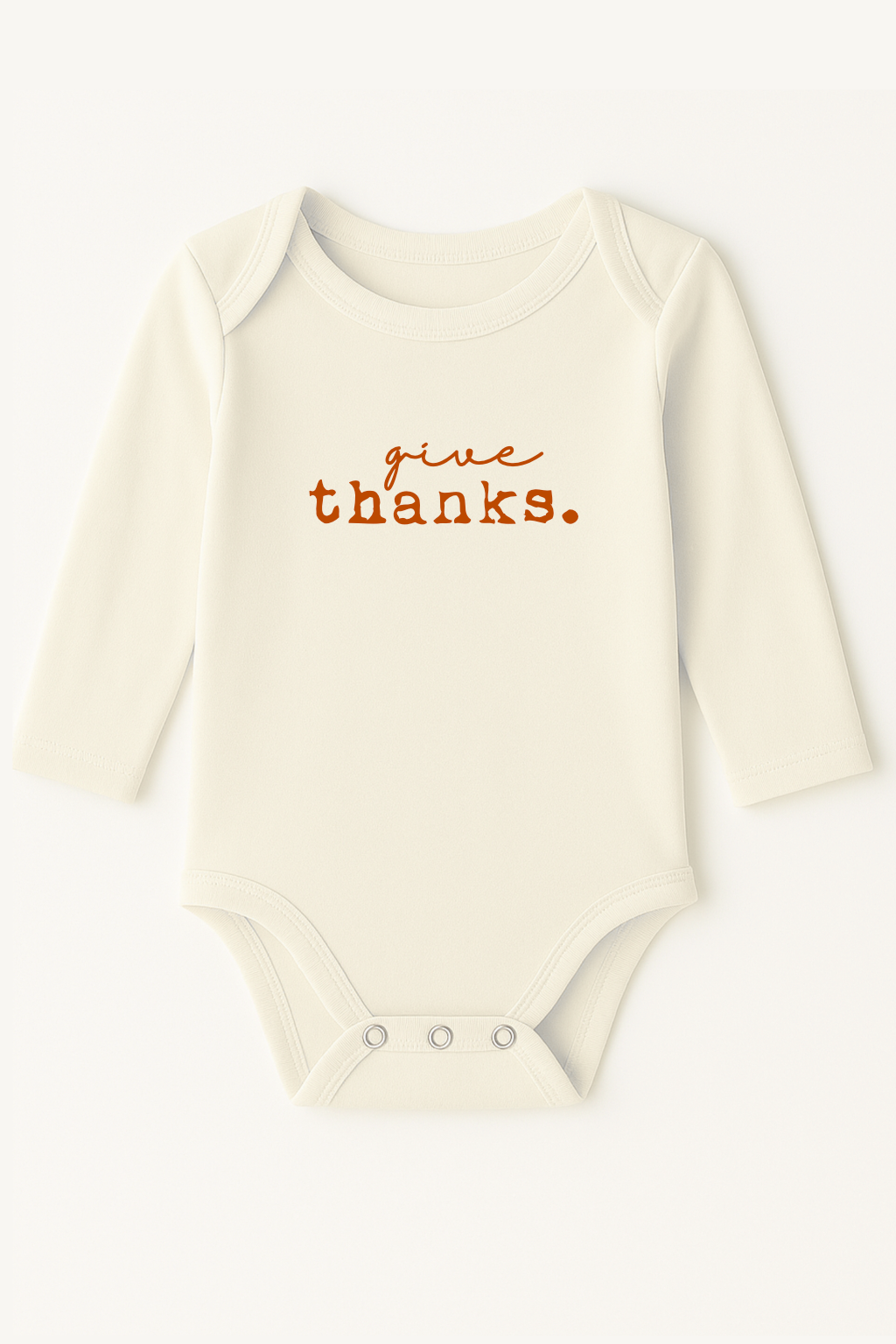 Give Thanks Rust Organic Cotton Baby Bodysuit Long Sleeve
